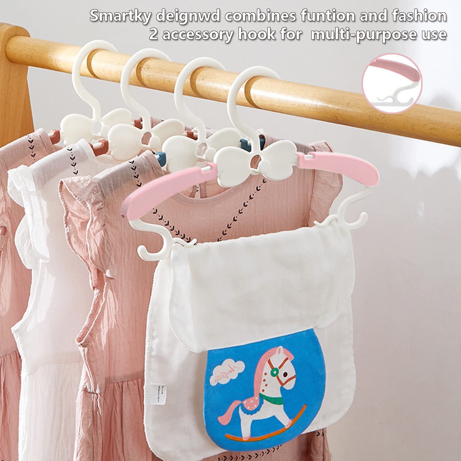 WJWSKI Baby Hangers for Closet - 20 Pack Baby Clothes Hangers Adjustable Baby & Kids Hangers for Nursery Cascading Plastic Childrens Hangers & Infant Hangers for Closet- Space Saving