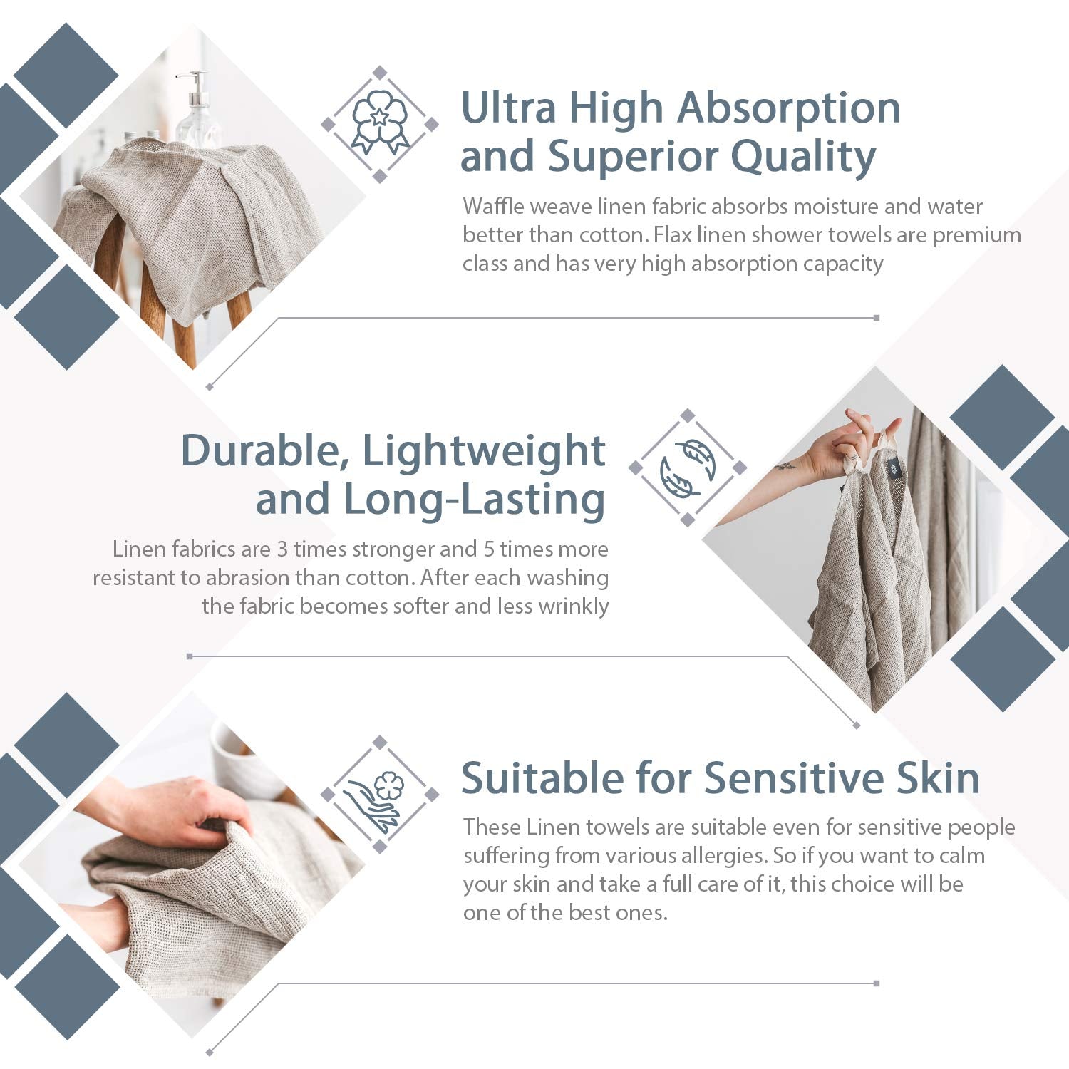 Linen Exfoliating Washcloth For Face - 4-Pack - 100% Flax Linen Washcloths - 12X12-Inch Small Exfoliating Towel - Linen Face Tow