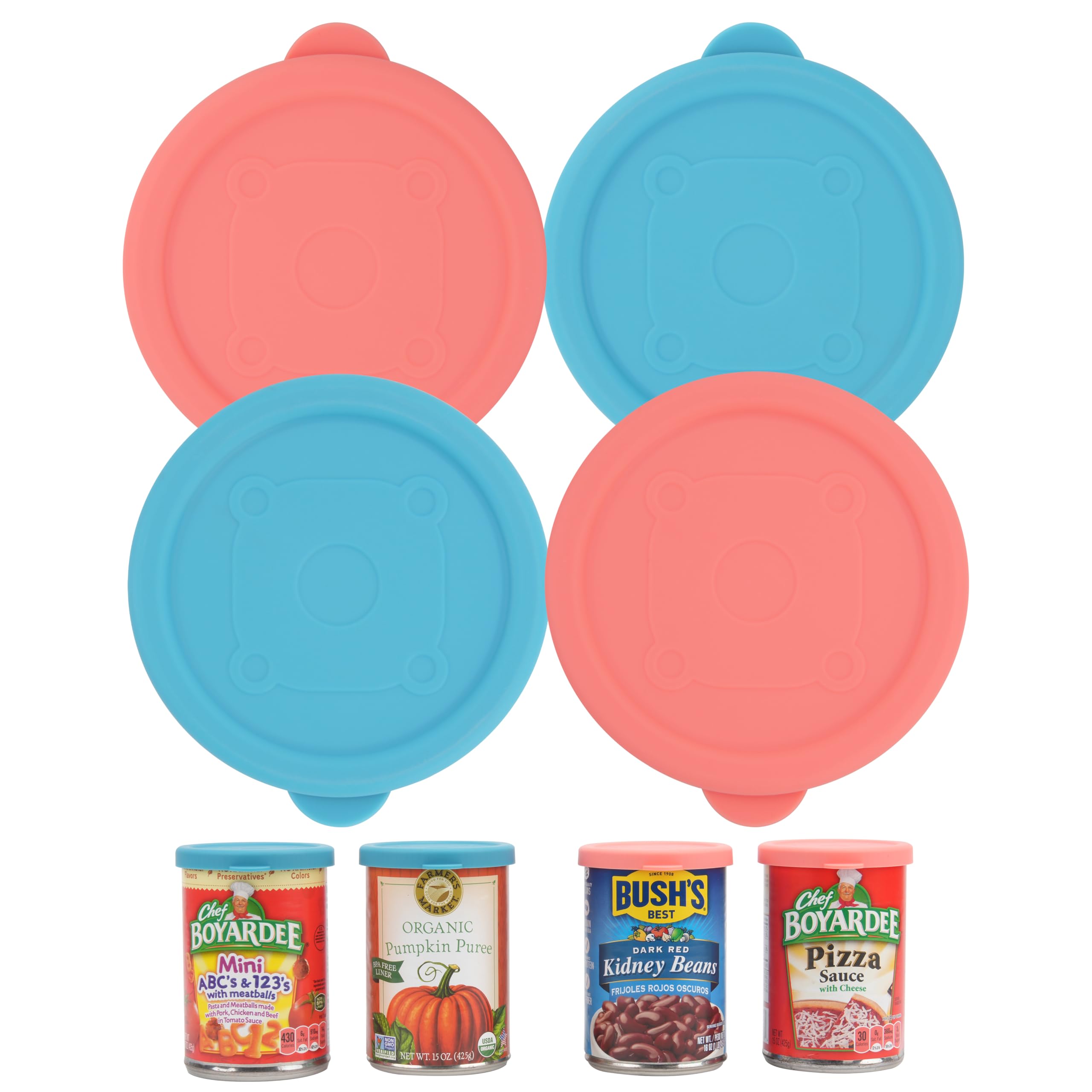 4PCs 3-inch/7.5cm Silicone Can Lids for Chef Boyardee | Van Camps | Goya | Bushs Best | Farmers Market Can, Can Cover for Can