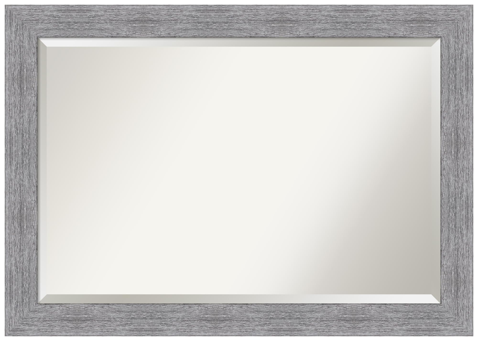 Amanti Art Bathroom Mirror, Bark Rustic Grey Wall Mirror For Use As Bathroom Vanity Mirror Over Sink (29.25 X 41.25 In.) Beveled