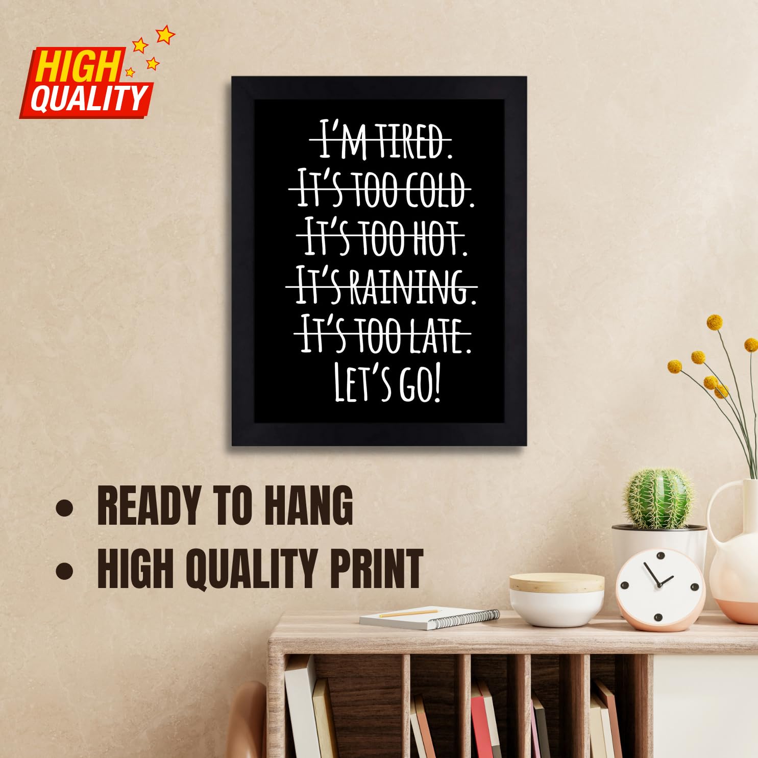 Interio Crafts LetS Go Inspirational Quotes Framed Poster,Motivational Frames For Success,Frames For Office Or Home Wall Decor