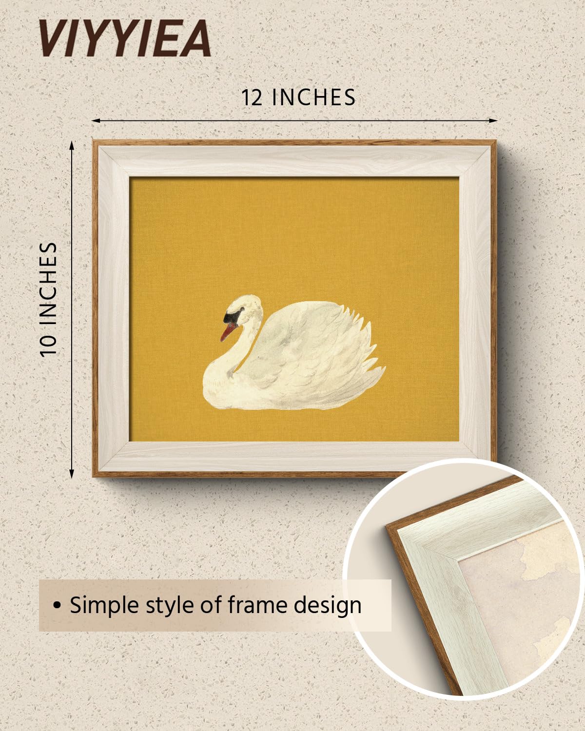 VIYYIEA Framed Wall Art for Living Room, Swan Canvas Prints, Yellow Home Decor, Animals Painting Picture, Bathroom Wall Decor Gi
