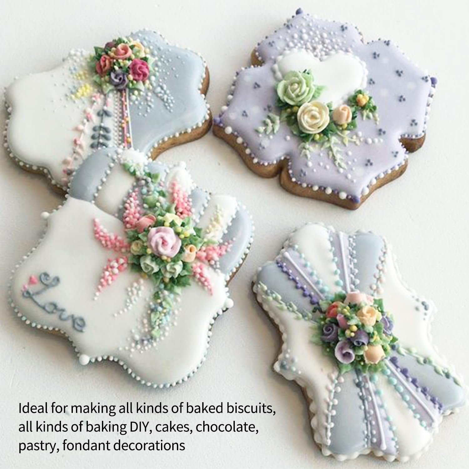 Plaque Frame Cookie Cutter 4Pcs/Set, Stainless Steel Pastry Biscuit Cookie Cutter Set Fondant Pancake Cutters Mold (Style 1)