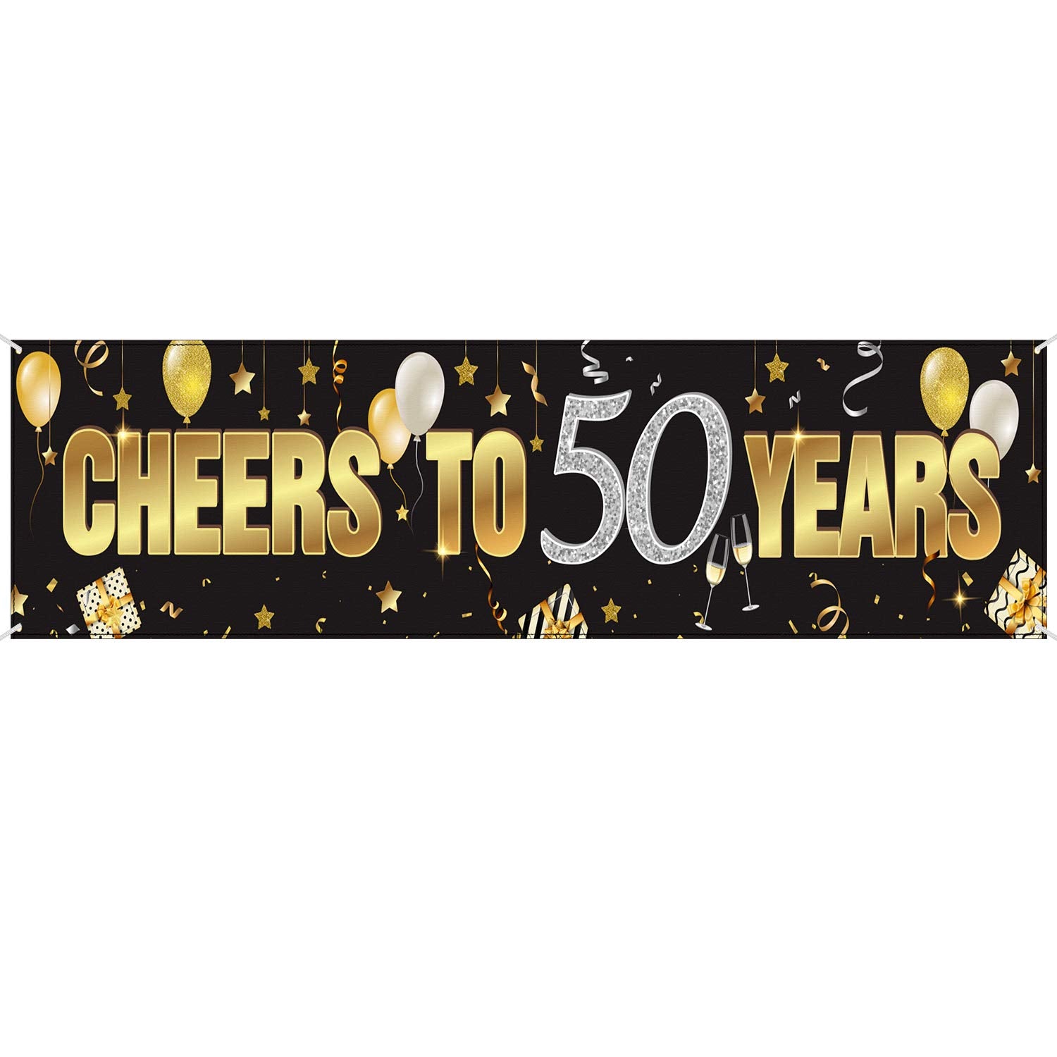 Happy Birthday Banner Sign Gold Party Decoration Supplies Glitter Anniversary Celebration Backdrop