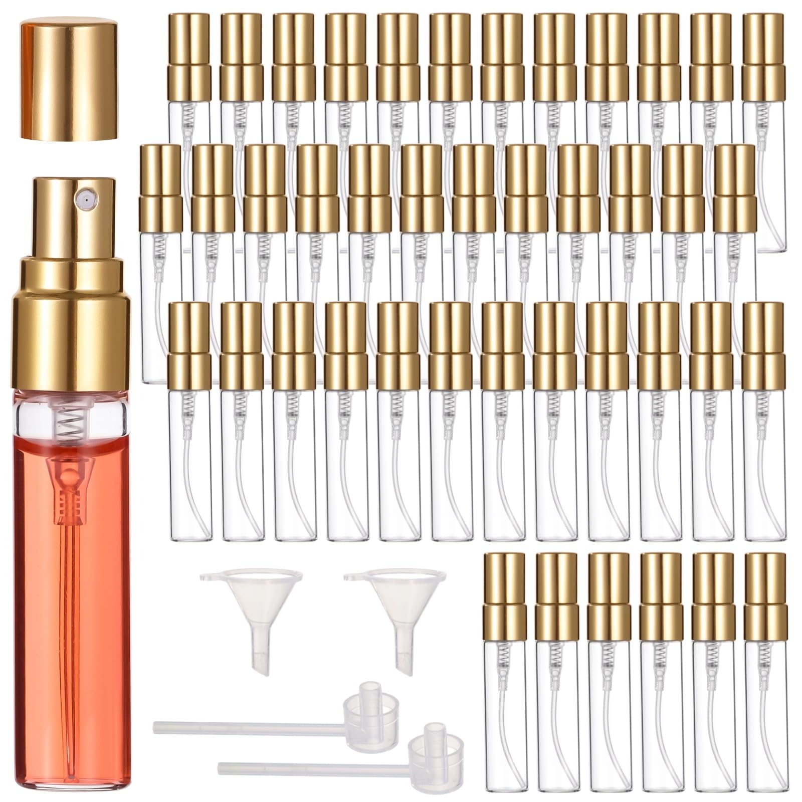 Lnrueg 50 Pcs 5 ml Perfume Bottles  Small Refillable Glass Perfume Bottles, Portable Travel Sample Containers with Caps, Fine M