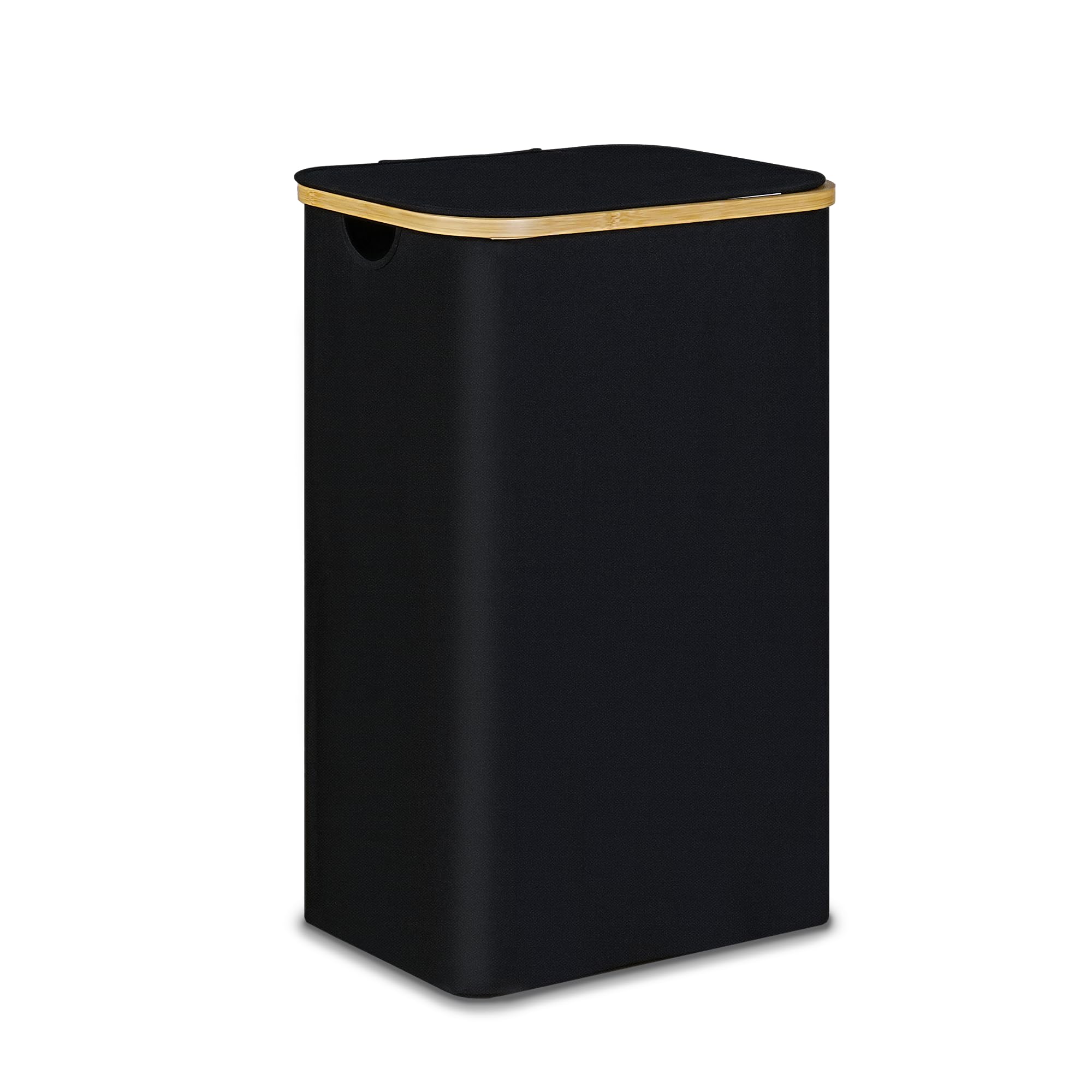 100L Laundry Hamper With Lid, Lagre Basket With Bamboo Handles,Foldable Clothes Hamper Tall Dirty Laundry Basket For Clothes Toy