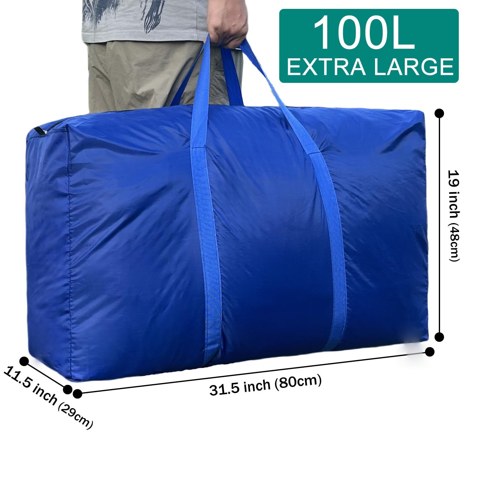 100L Extra Large Storage Bags, Big Moving Bags With Strong Zippers & Carrying Handles, Packing Bags For Moving, Storage, Travel