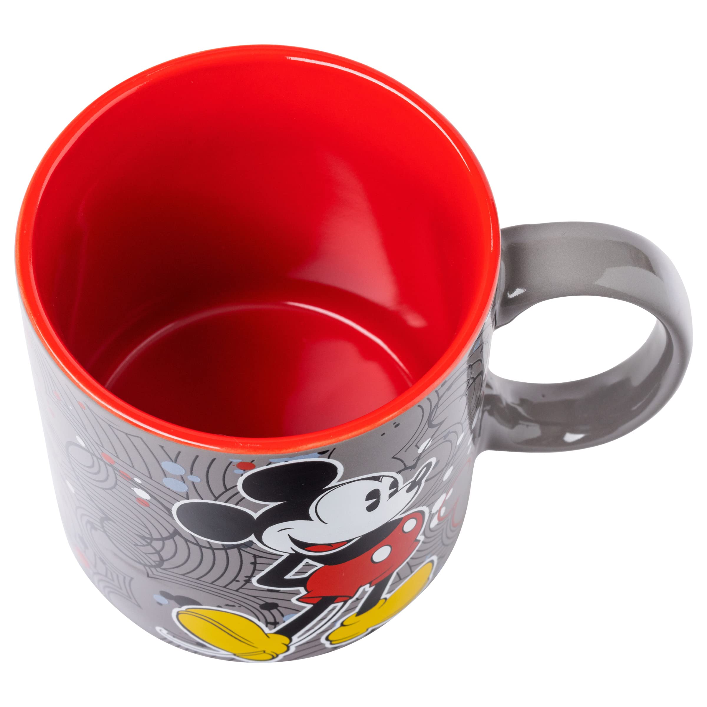 Silver Buffalo Mickey Circle Logos Pattern Ceramic Coffee Mug, 20-Ounces