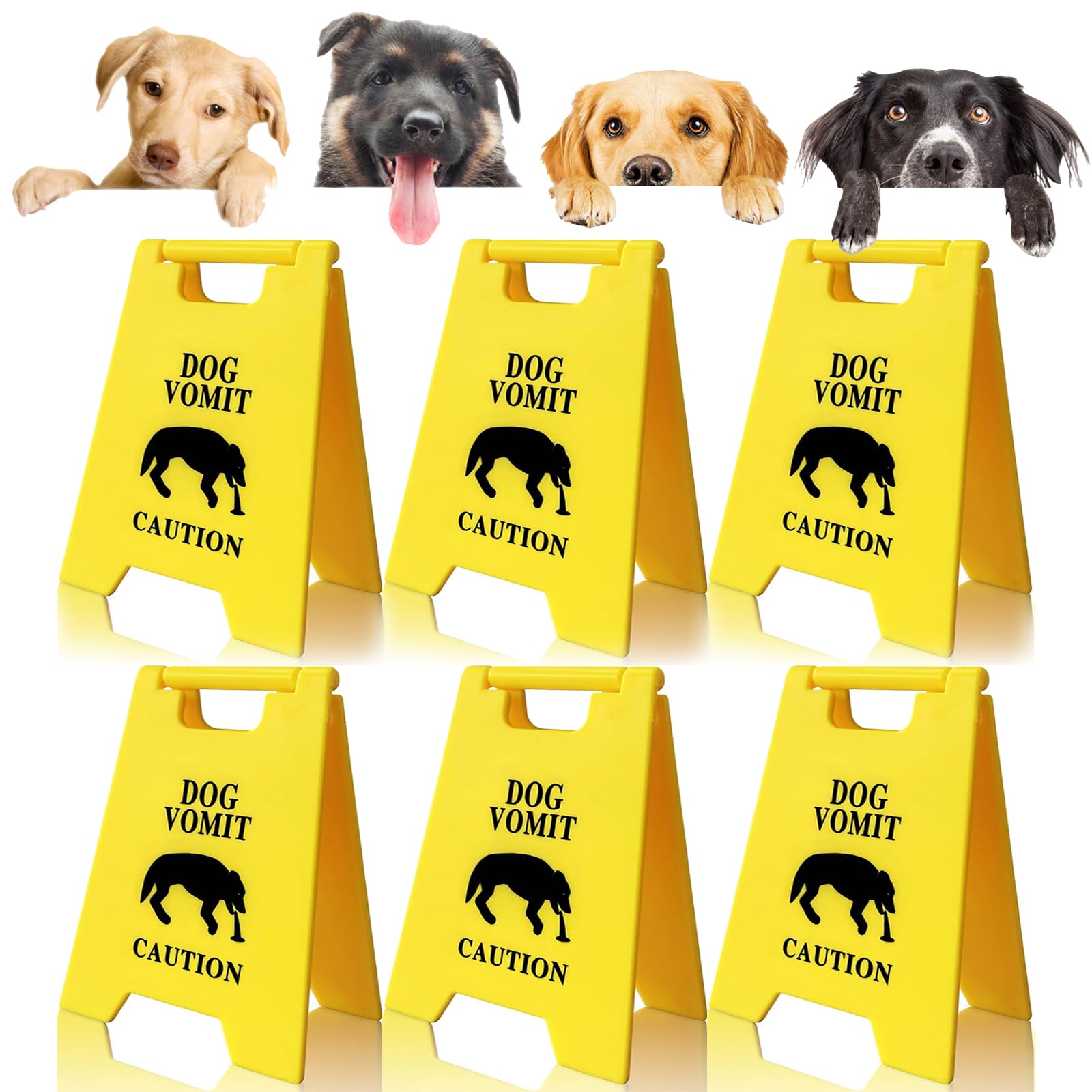 Dog and Cat Vomit Caution Sign 6Pcs Dog Vomit Sign 5 Inches Dogs Vomits Warning Signs Desk Decorations Funny Novelty Dogs Signs 