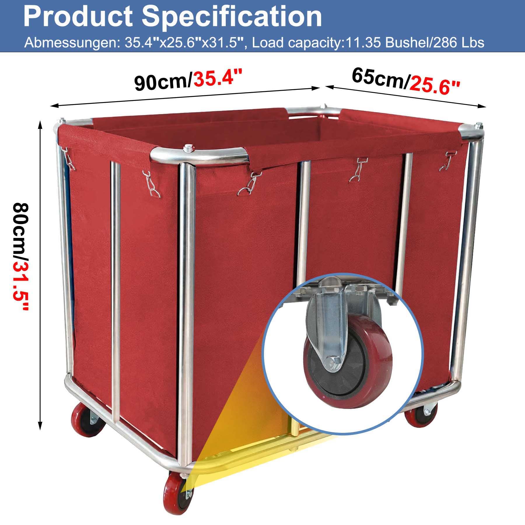 Laundry Cart Commercial,11.35 Bushel Large Industrial Rolling Laundry Hamper With 4 Inch Wheels,Household Heavy Duty Laundry Bas