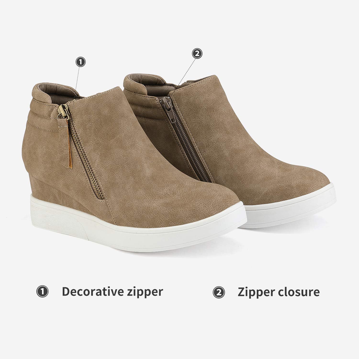 Dream Pairs Womens Taupe Casual Platform Wedge Sneaker Booties Size 9 M Us Wedge-Snkr-2