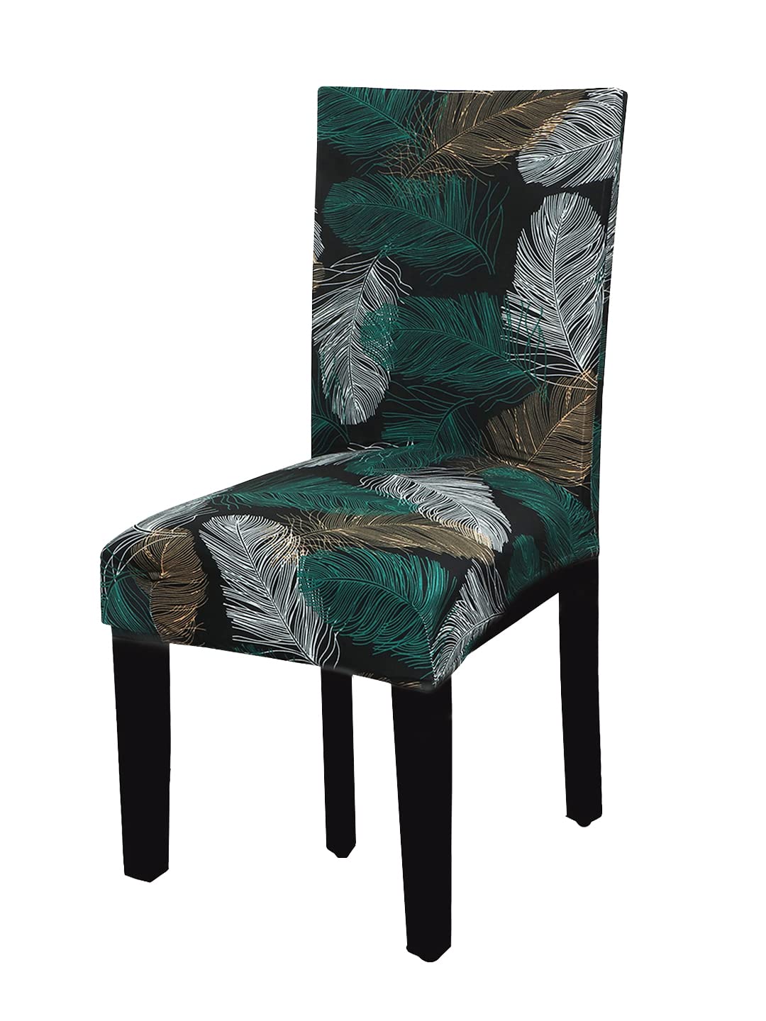 House Of Quirk Polyester Elastic Stretch Removable Washable Flowered Short Dining Chair Seat Cover Protector Slipcover (Green)