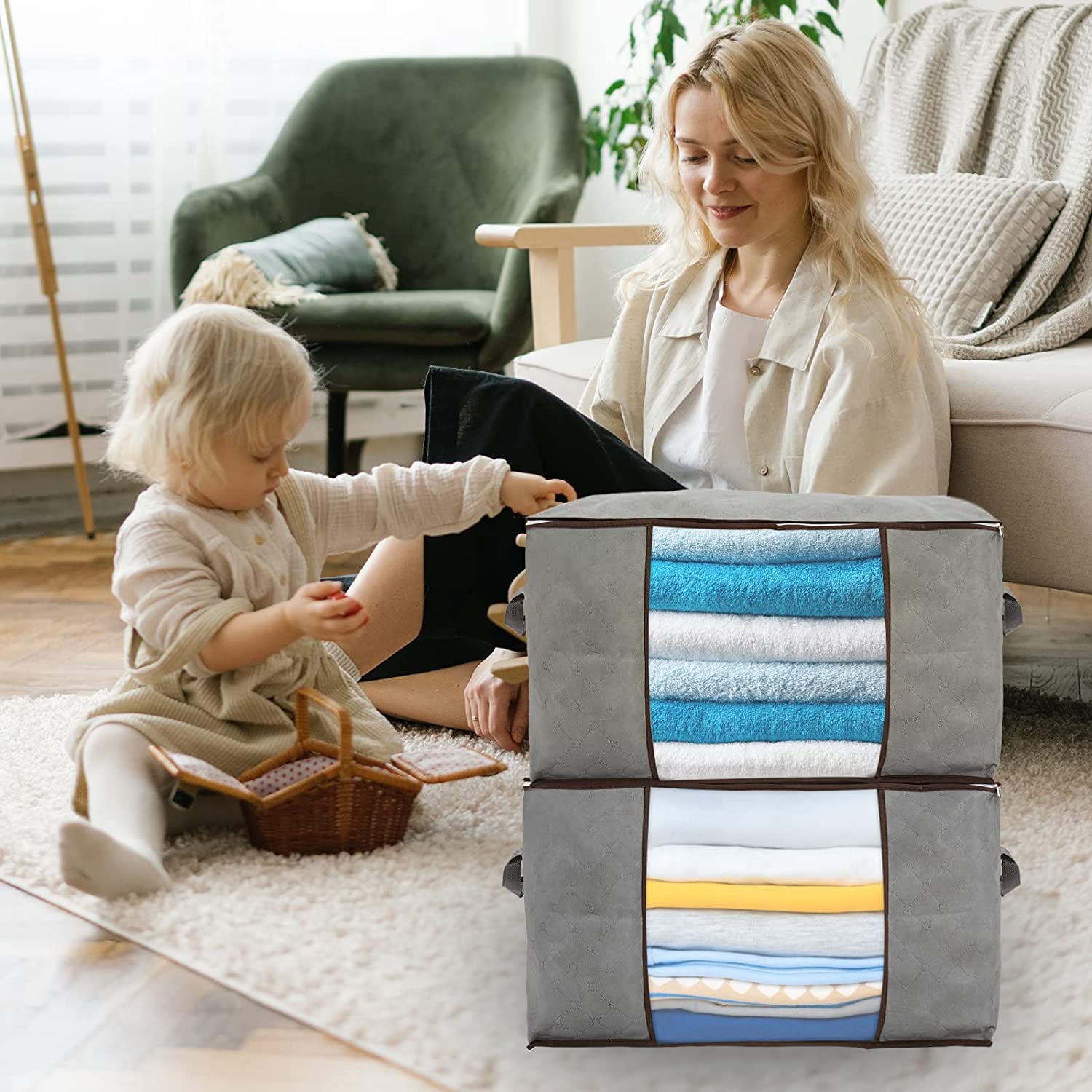 Arvanaindia Blanket Storage Bags Extra Large and Closet Organizer | Wardrobe Organiser for Clothes Foldable with Zip | Cupboard