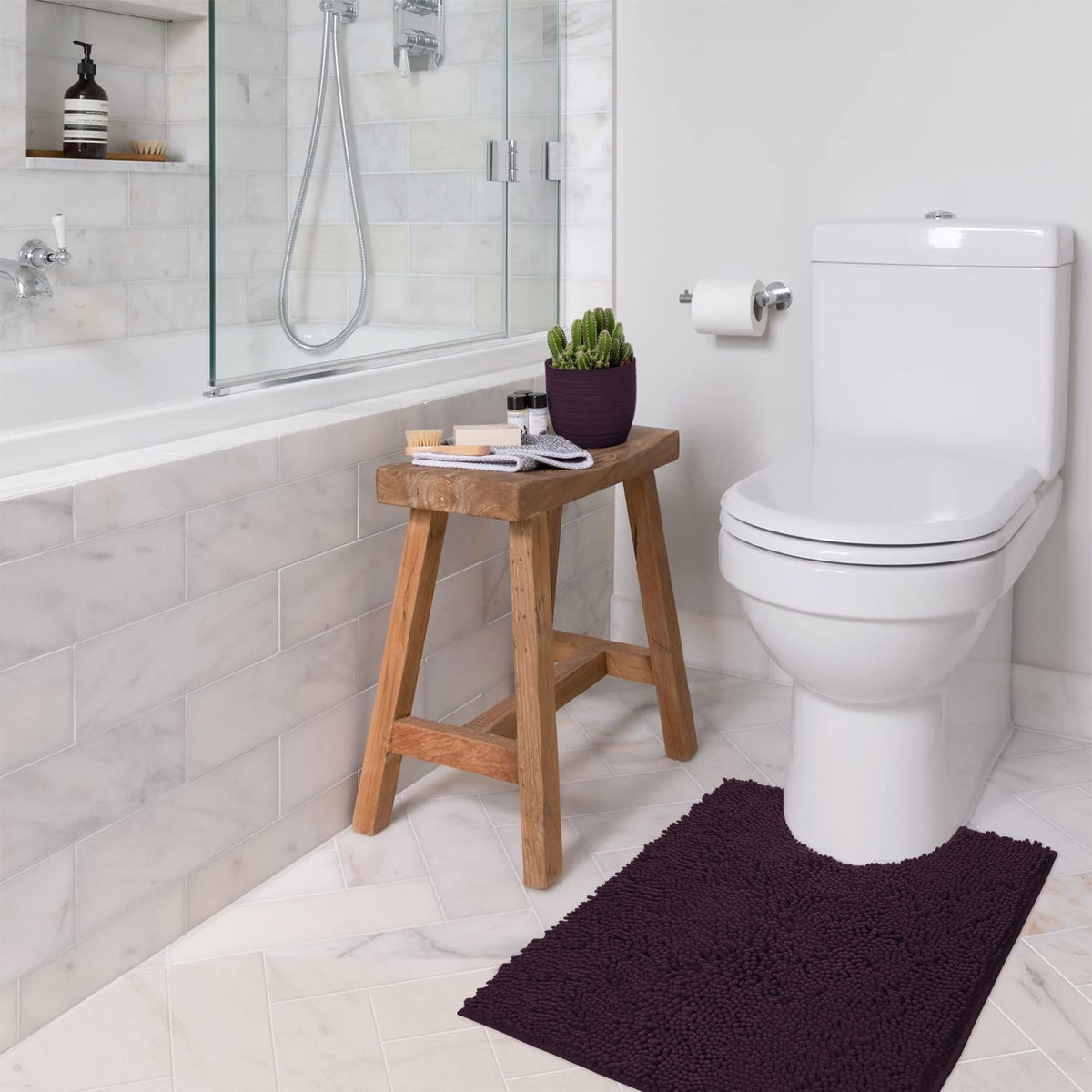 Luxurux Bath Mat, U-Shaped Contoured Rug For Around Toilet, Super Absorbent Shaggy Bath Rug Machine Wash & Dry