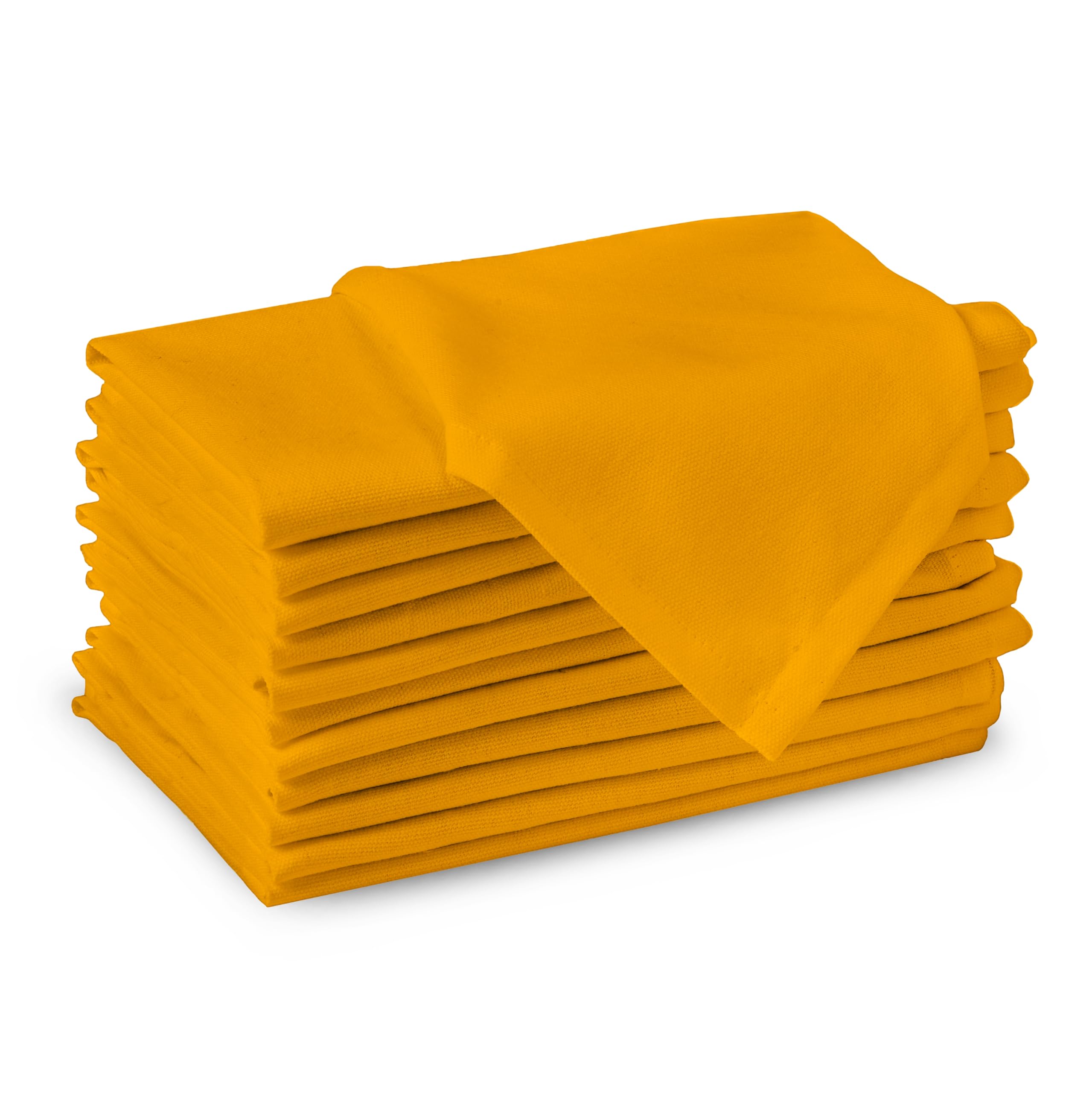 Encasa 100% Cotton Cloth Napkins Set of 12 with Mango Color & Size 17''x17''  Dinner Napkins Washable and Reusable for Dinning Table Fall Decoration  Halloween & Christmas Festivals