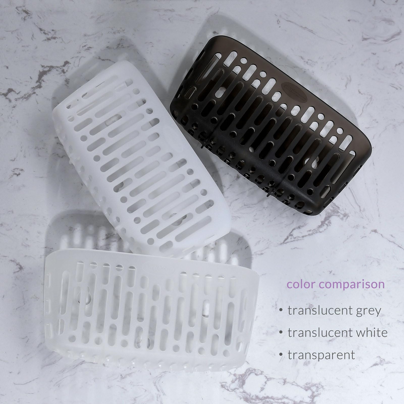 Simpletome Sink Caddy Basket, Sinkware Organizer, 3X Strong Suction Cups Or Countertop, Transparent