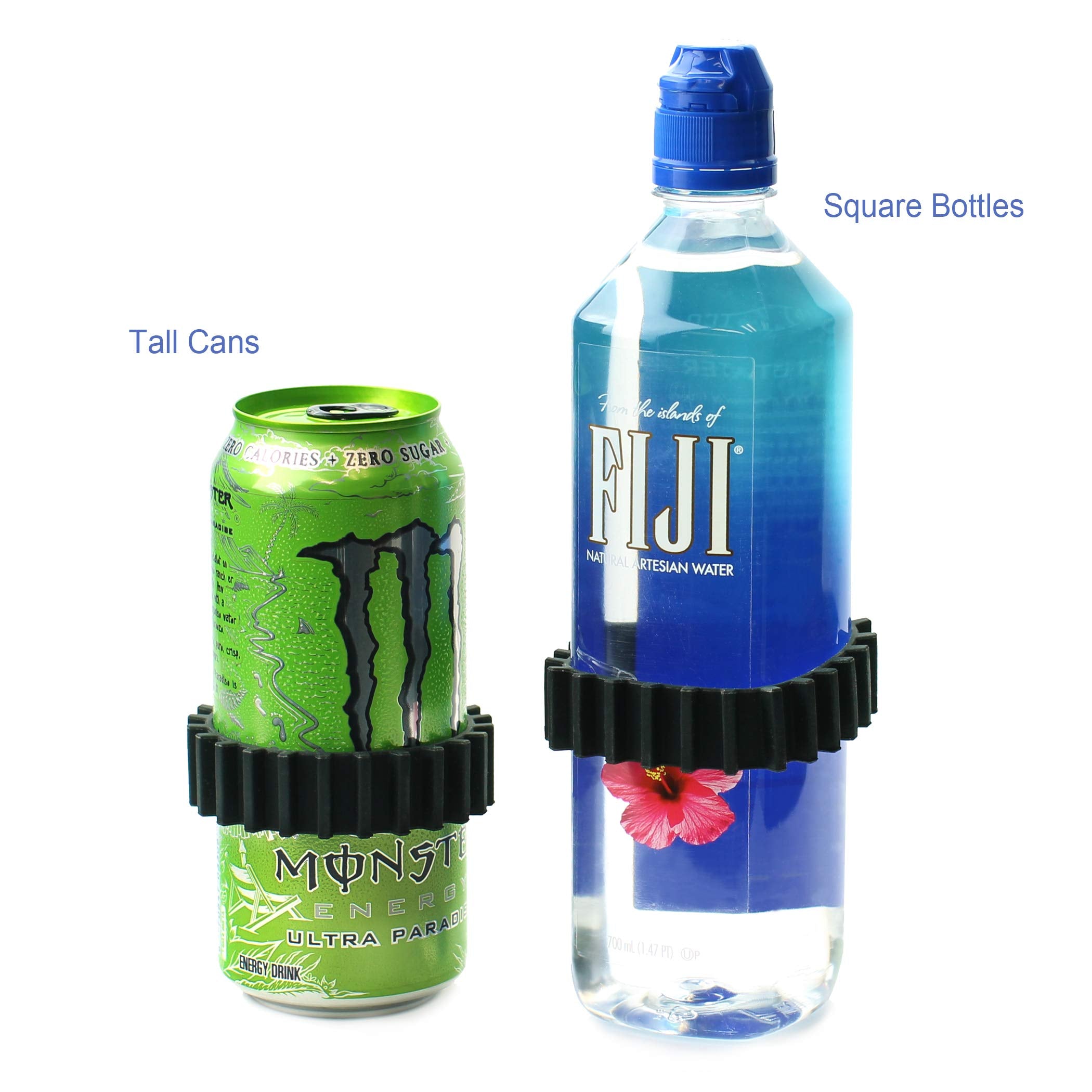 Gadjit Beverage Bands Car Cup Holder Adapter - Stop On-The-Go Drinks from Wobbling in Your Cup Holder (2 Pack)  Keeps 8-28 oz Coffee Cups  12-16 oz Soda Cans  20 oz Water Bottles  Mugs from Tipping