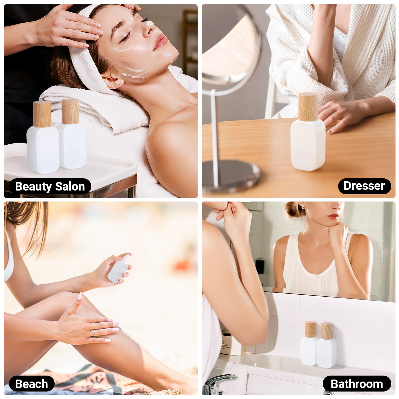 Segbeauty 1Oz Glass Lotion Pump Bottle Refillable, 4Pcs Leakproof Small Travel Lotion Container, 30Ml Mini Moisturizer Pump Bott