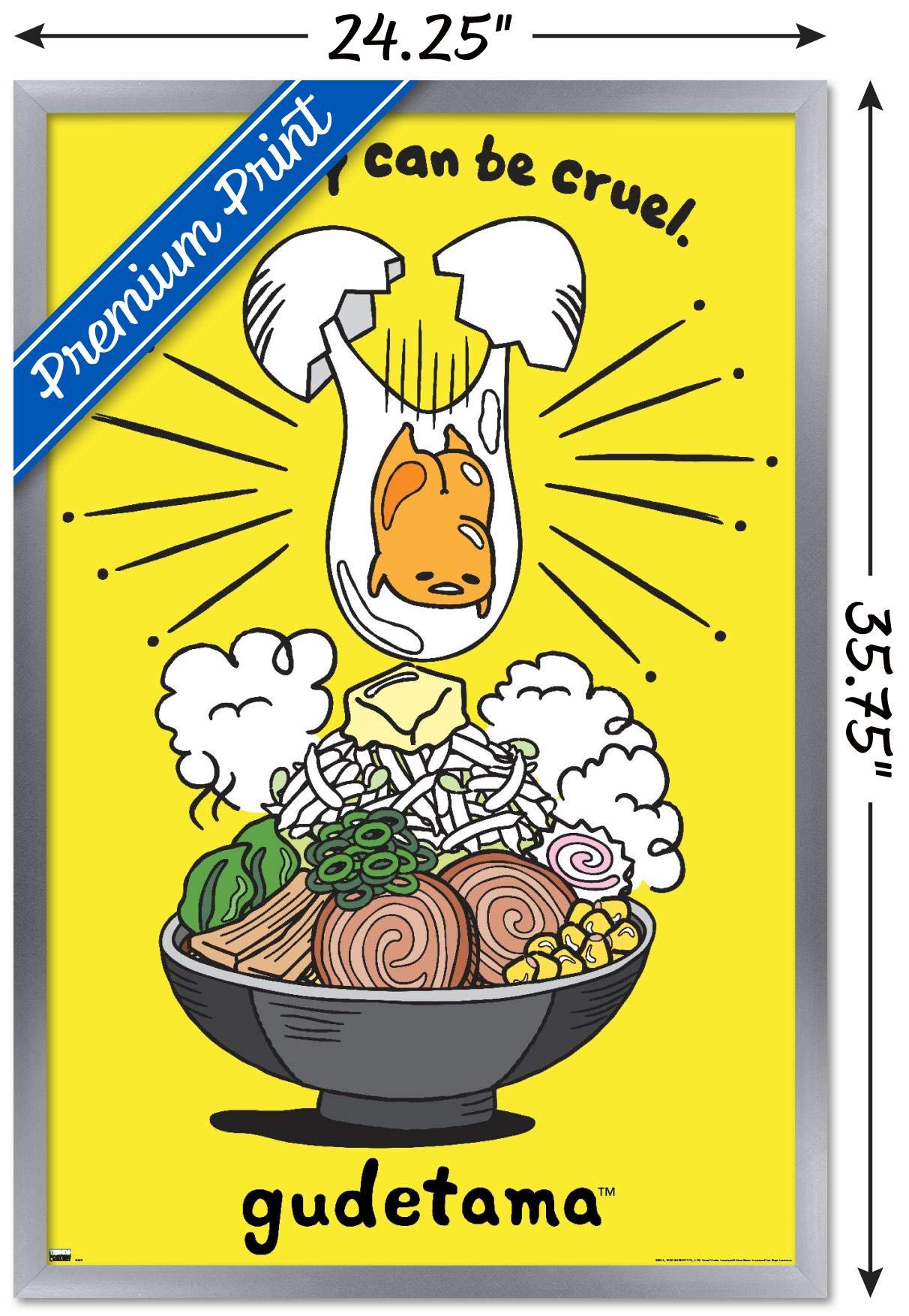 Trends International Gudetama - Gravity Wall Poster, 22.375'' X 34'', Silver Framed Version