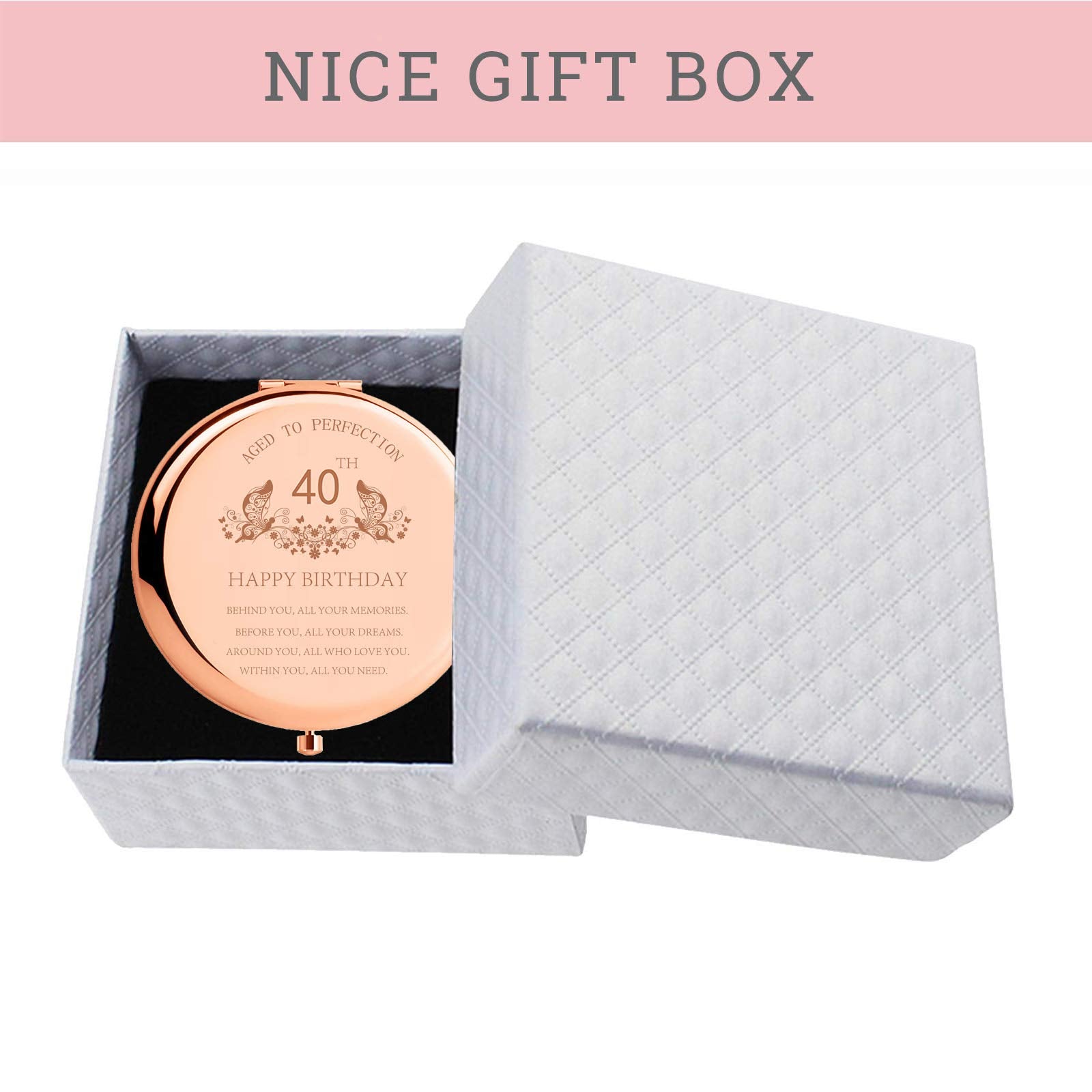 Sfhmtl 40Th Birthday Gift For Mom Stainless Steel Portable Compact Makeup Mirror Behind You All Your Memories Presents With Gift