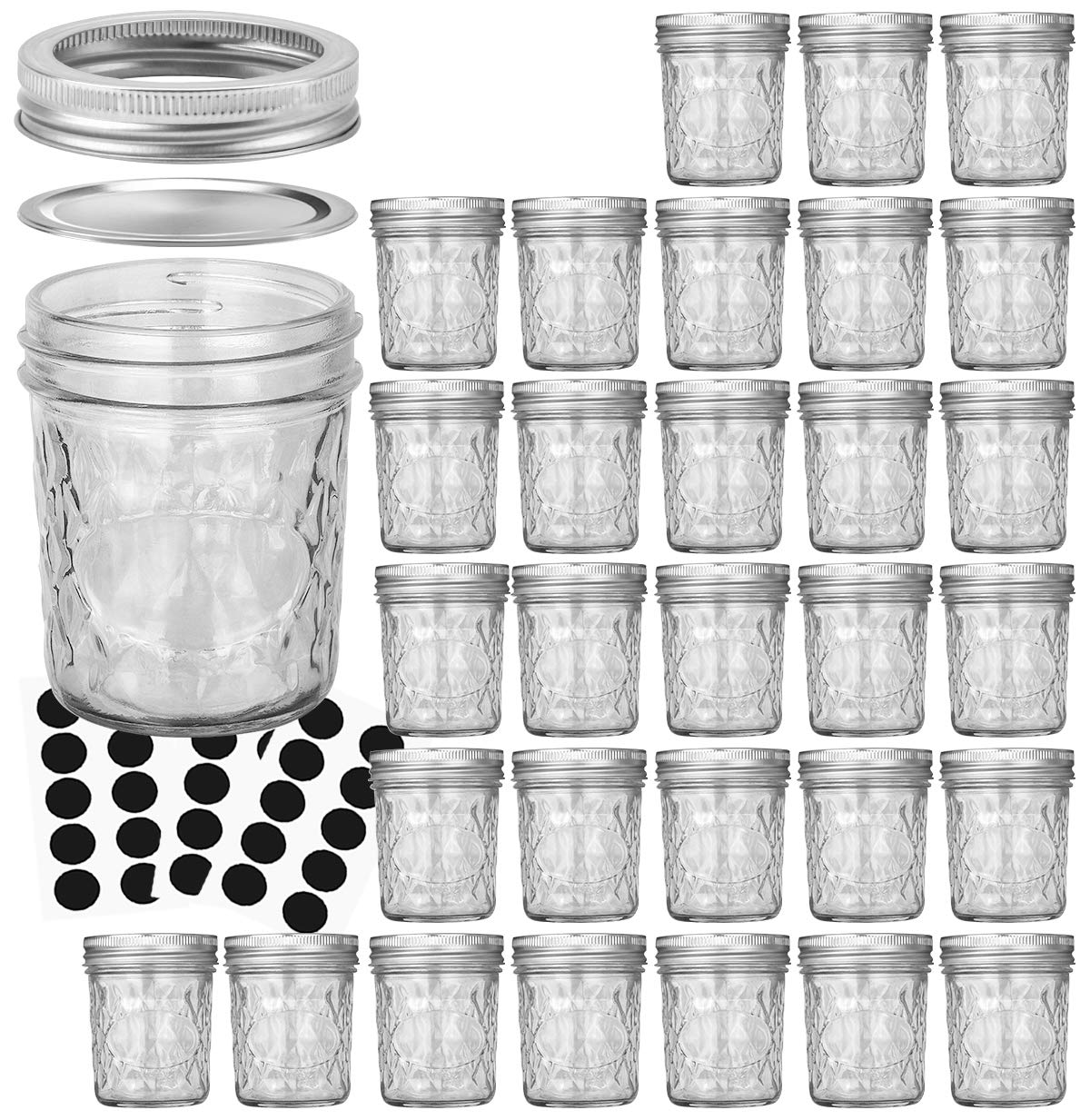 Verones Mason Jars 6 Oz, 30 Pack 6Oz Mason Jars Canning Jars Jelly Jars With Lids, Ideal For Jam, Honey, Wedding Favors, Shower