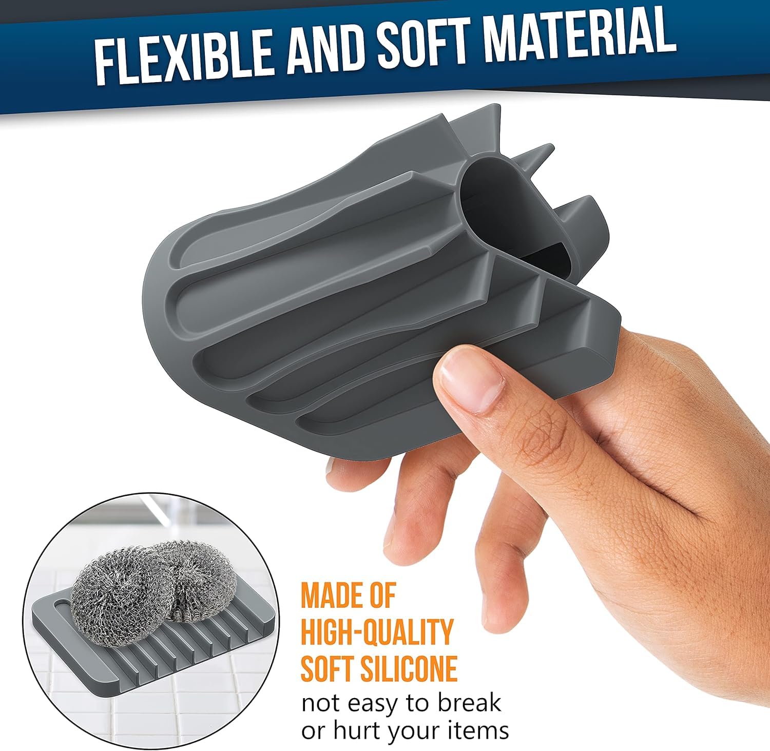 Ramkuwar Silicone Soap Dish Soap Saver Waterfall Anti-Slip Design Soap Holder With Drainage For Shower Kitchen Sink Bathroom Eas