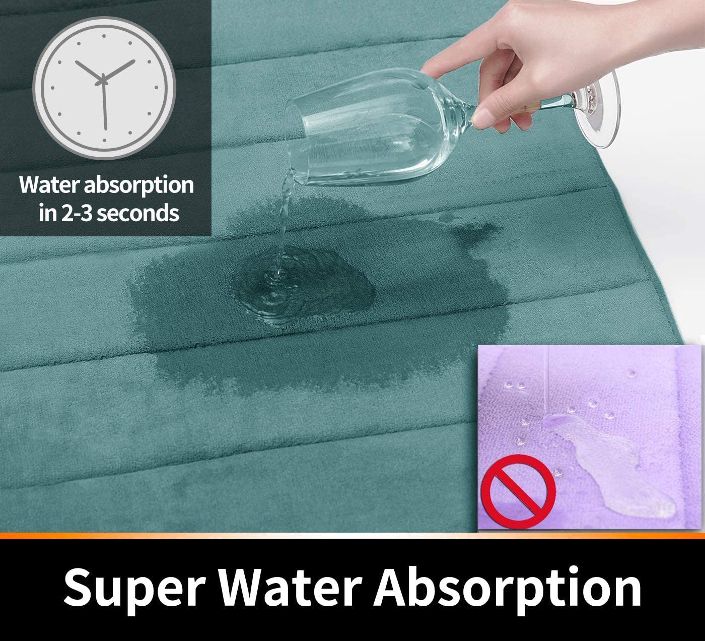 Yimobra Memory Foam Bath Mat Large Size  24 x 17 Inches  Soft and Comfortable  Super Water Absorption  Non-Slip  Thick  Machine Wash  Easier to Dry for Bathroom Floor Rug  Eggshell Blue