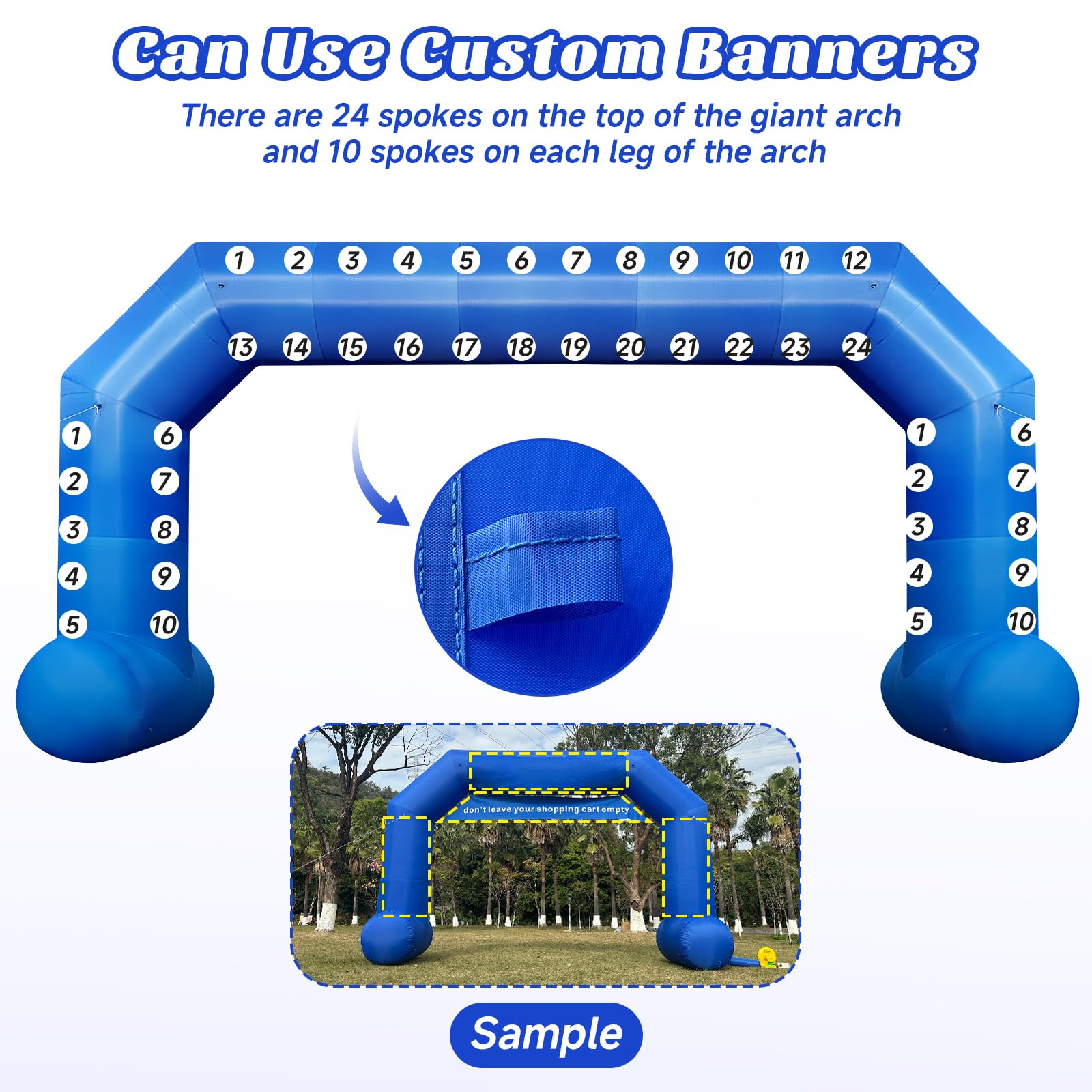 Cinnliy 33Ft Inflatable Archway,Blue Inflatable Start and Finish Arch Outdoor,Sport Blow up Arch Inflatable for Race Outdoor Spo