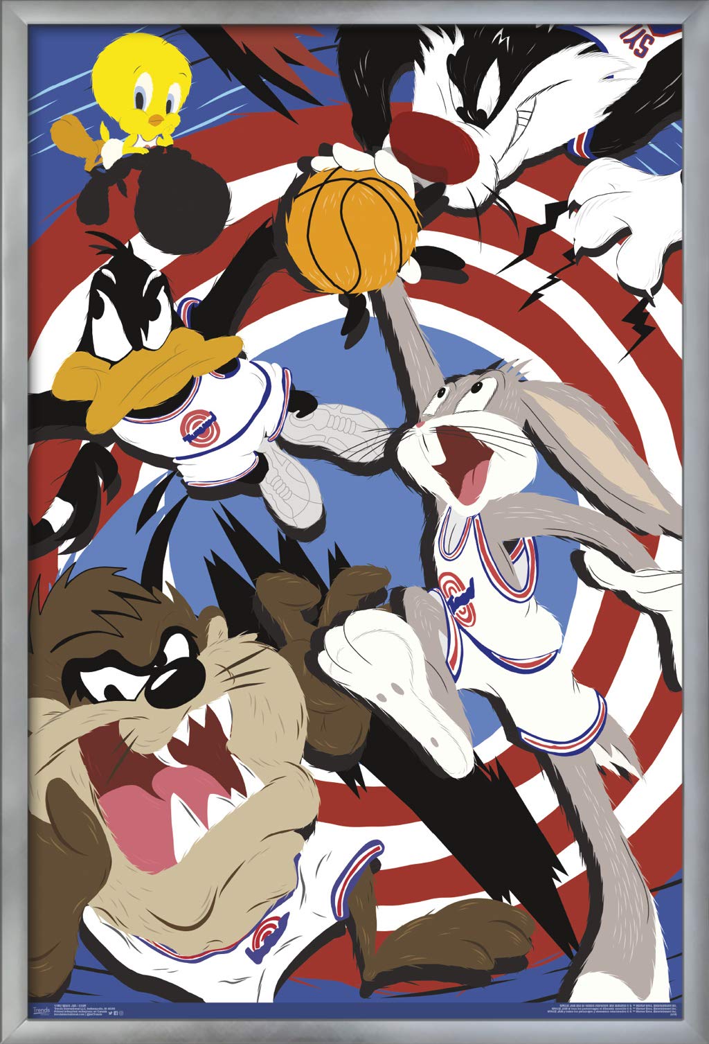 Trends International Looney Tunes: Space Jam - Court Wall Poster, 22.375'' X 34'', Silver Framed Version