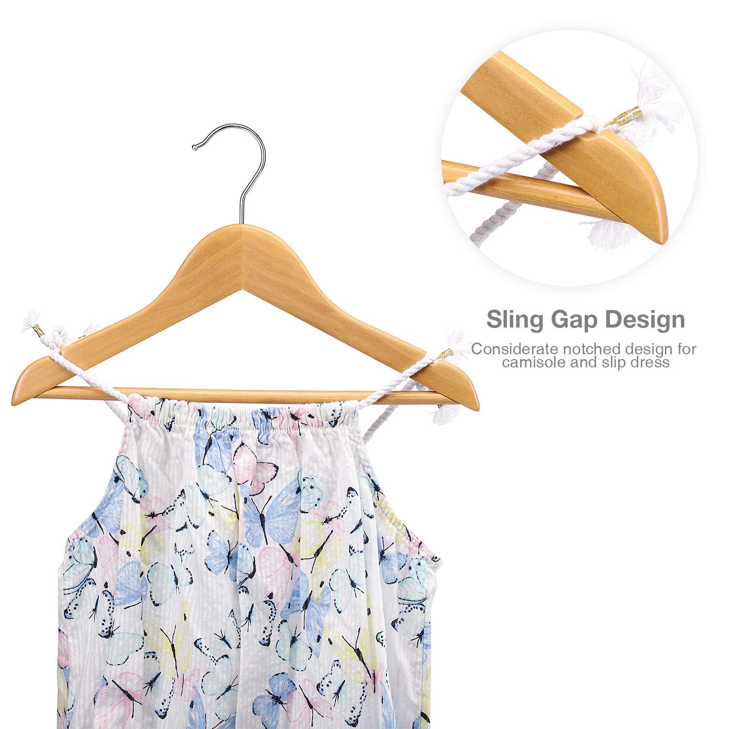 House Day Wooden Baby Hangers For Closet 20 Pack, Kids Wooden Hangers Baby Clothes Hangers, 360 Swivel Hook Heavy Duty Toddler H