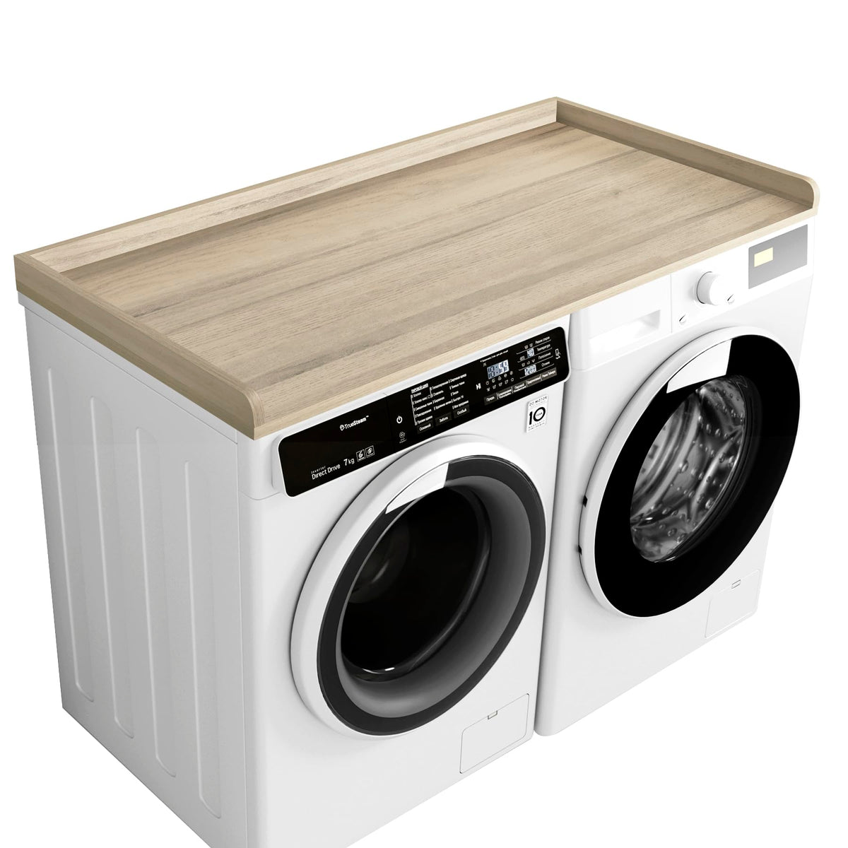 Kaboon Washer Dryer Countertop, Melamine Countertop With Edge Rails - 27.5'' Depth X 54'' Width Laundry Room Organization,Oak(Gr