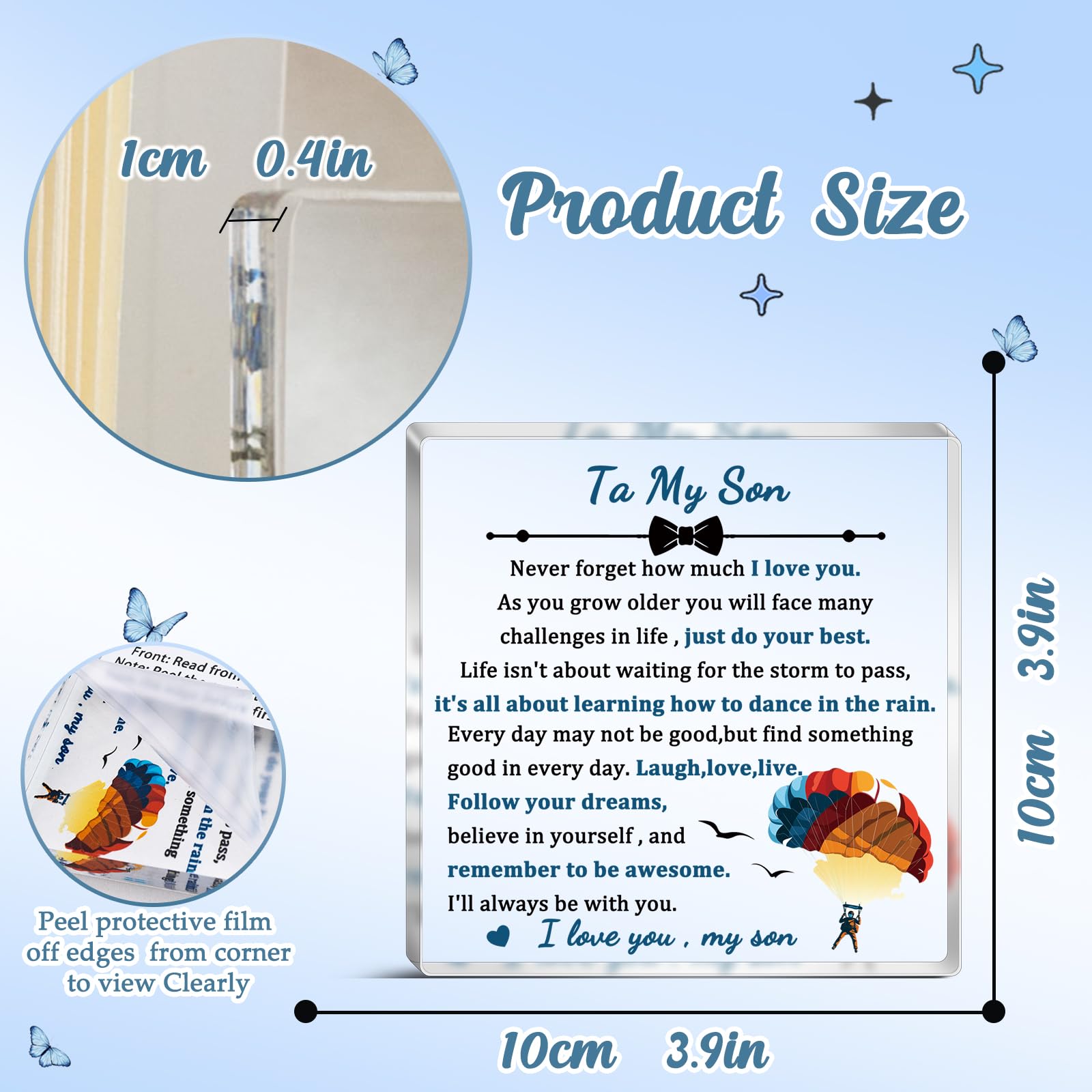 Son Gifts From Mom And Dad Acrylic Block Plaque Desk Dcor Sign Graduation Gift For Son Grandson Mother Sons Gifts Birthday Gift