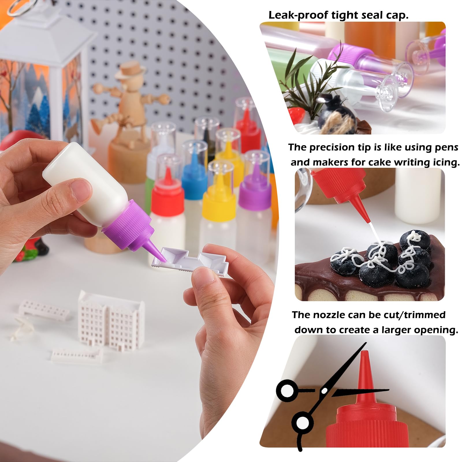 Ramfiyn 12Pcs 1 Oz Icing Bottles For Cake Writing Icing, Small Squeeze Bottles For Cookie Icing, Mini Condiment Squeeze Bottles