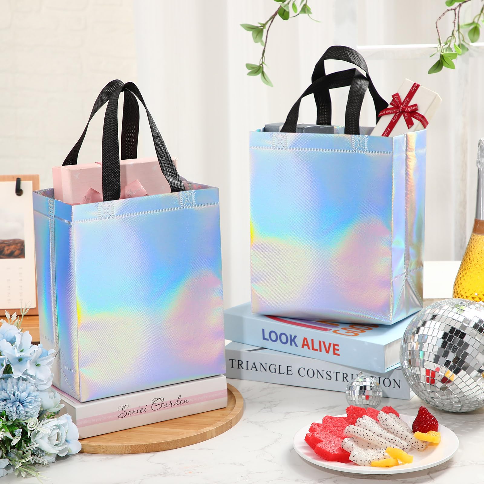 Eccliy 80 Pieces Gift Bags Set Glossy Reusable Tote with Handles Grocery Bags for Wedding, Halloween, Thanksgiving, Christmas(Me