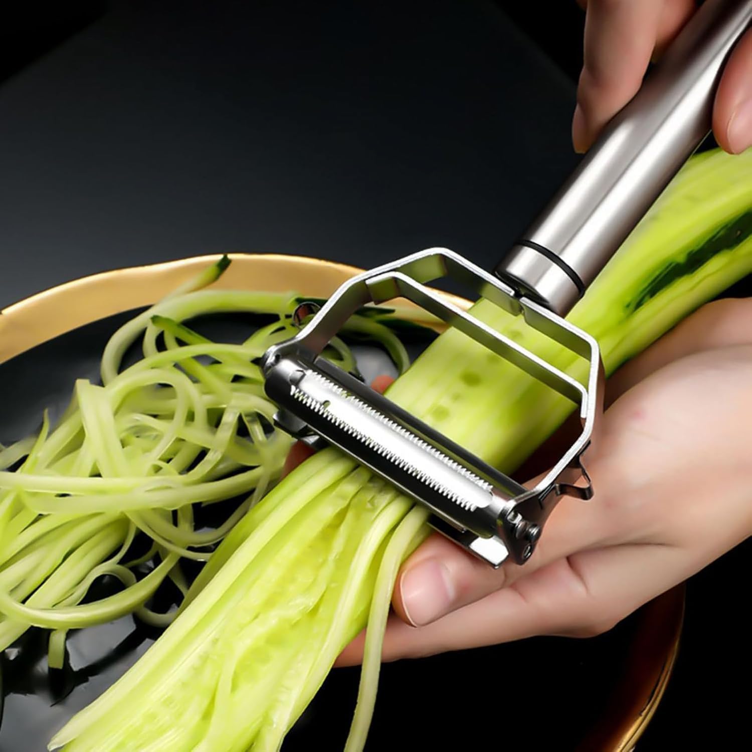 2 In 1 Peeler And Julienne Cutter Stainless Steel, MultiFunction Vegetable Slicer With NonSlip Handle For Potato, Carrot, Cucu