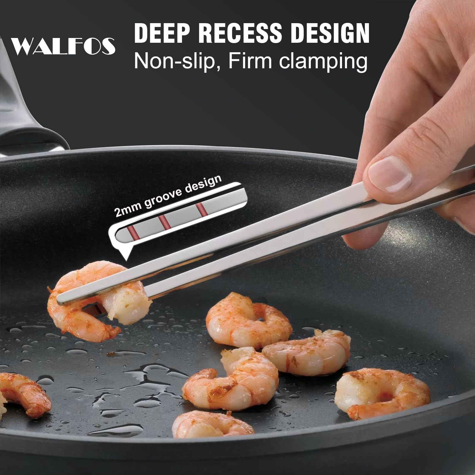 WALFOS Tweezer Tongs for Cooking Kitchen Tweezers Stainless Steel Pasta Tweezers Tongs for Cooking  Roasting  Grabbing Small Objects  Dessert  BBQ Spaghetti 3 Pcs (8+10+12-Inch)