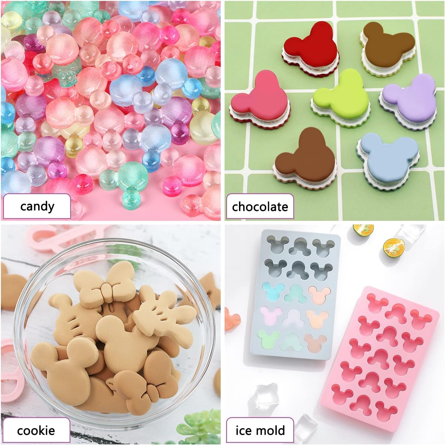 Ccozn 2 Pack Gummy Mouse Molds Silicone, 15 Cavity Non-Stick Mouse Head Silicone Molds For Ice Cube Diy Gummies Chocolate Candy
