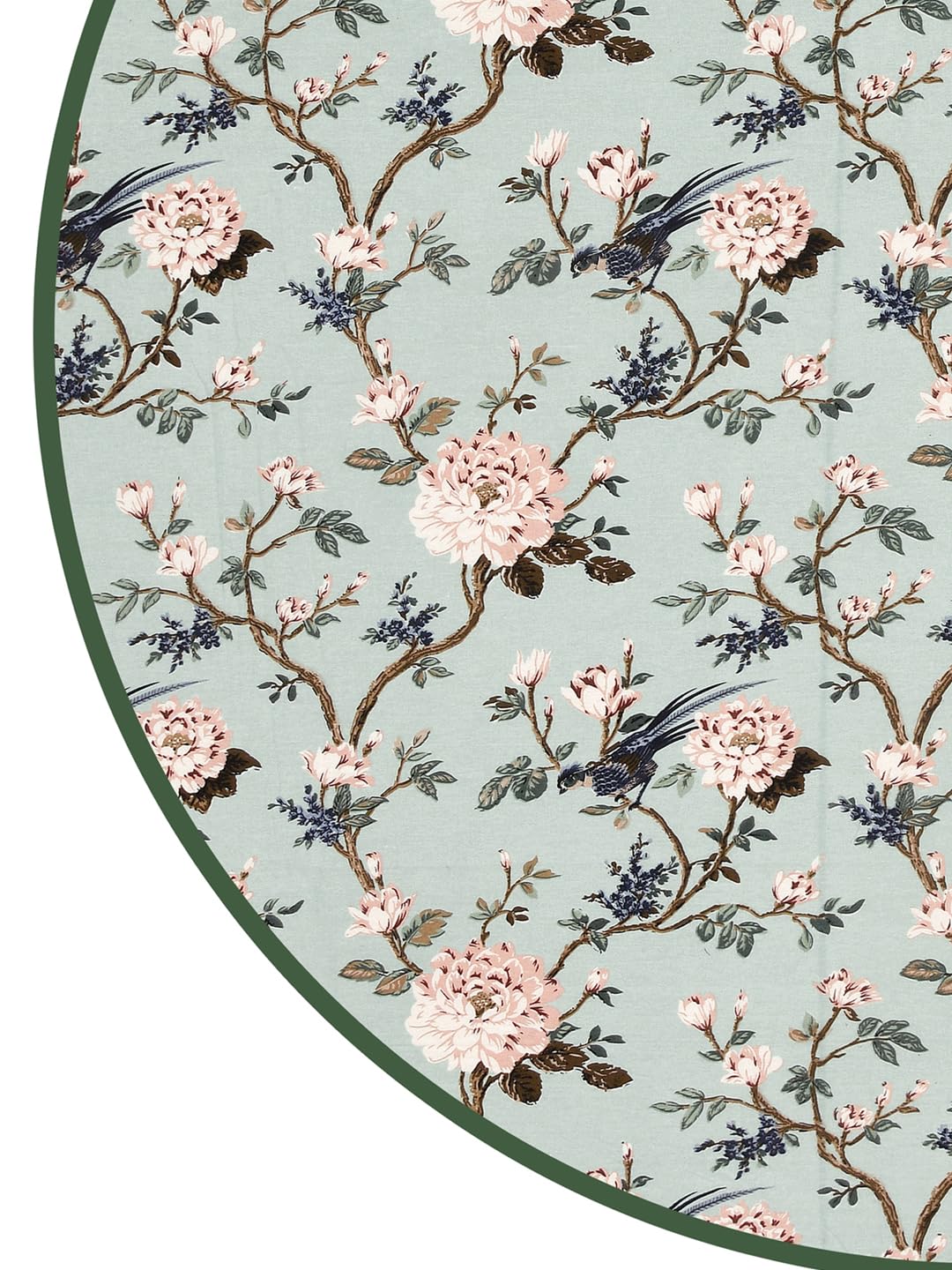 Clasiko 100% Cotton 6 Seater Round Table Cover; 72x72 Inches; Peach Flowers