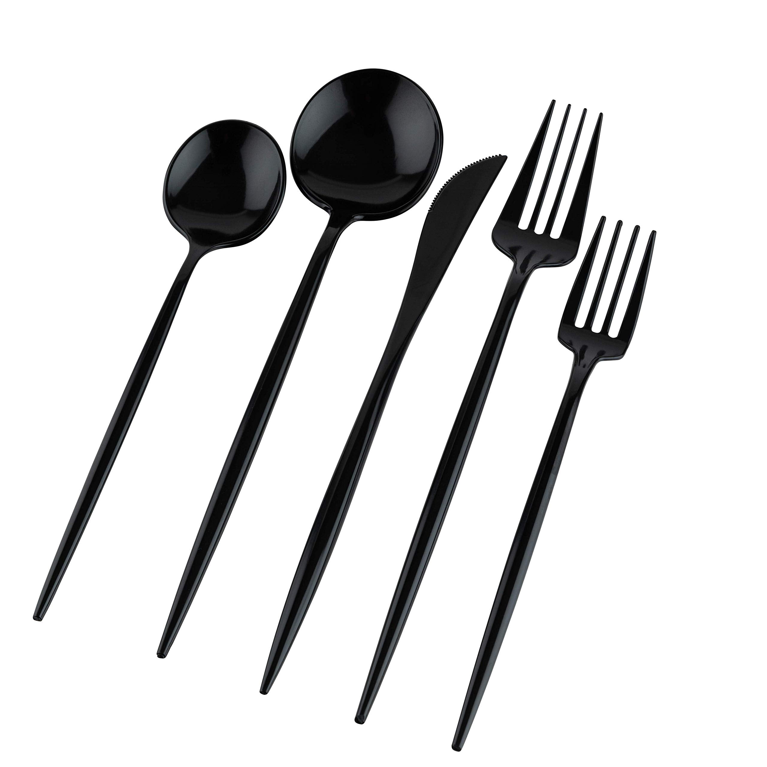 Novelty Modern Flatware Cutlery Combo Set (Black  80)