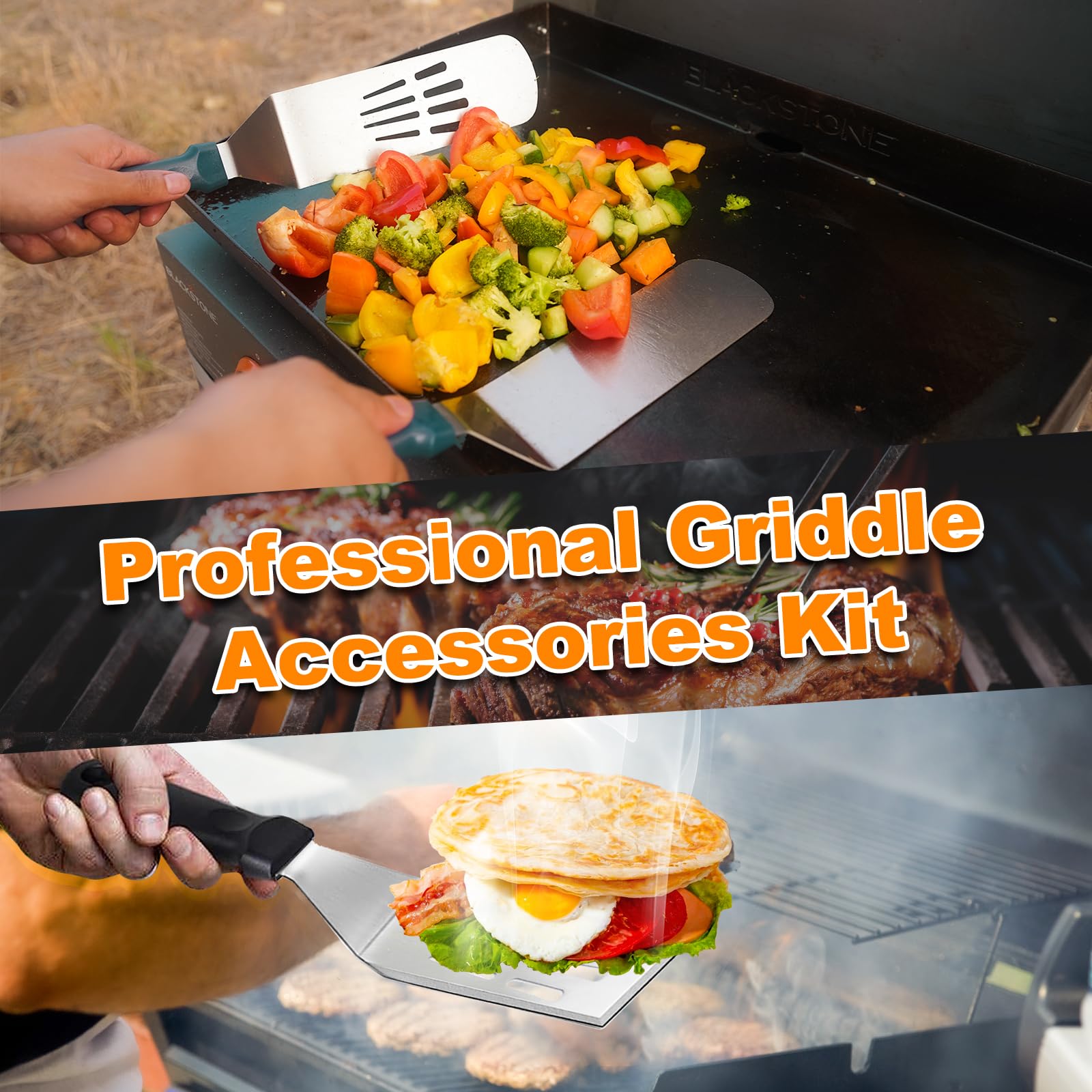 Griddle Accessories Bbq Grill Set - 20Pcs Stainless Steel Barbecue Tools Kit For Blackstone With Griddle Spatula Basting Cover G