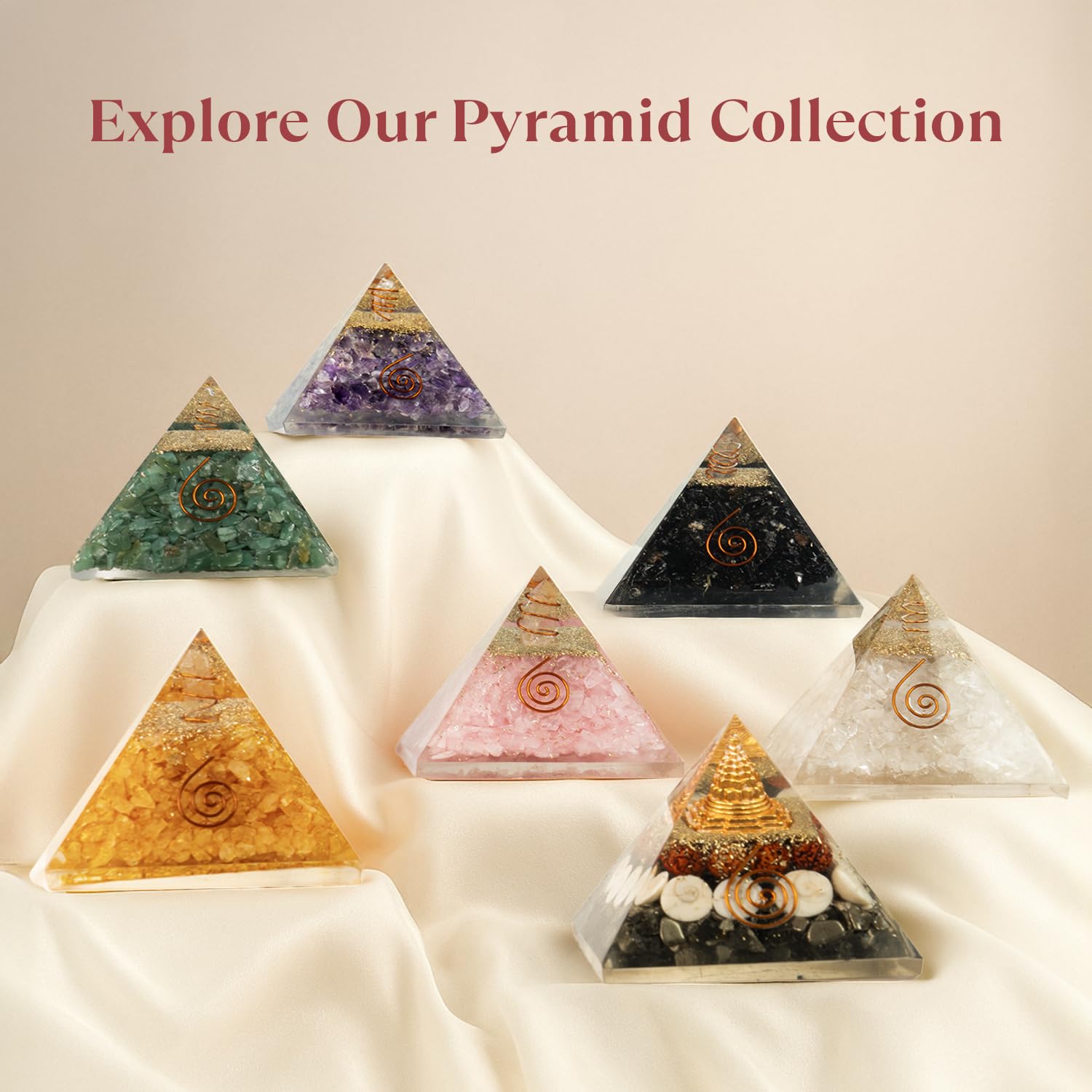 Astrotalk Citrine Crystal Resin Pyramid | Prosperity & Success Orgonite Pyramid For Healing & Positivity | Vastu Items For Home Decor | Office Table Decoration Items | Gift For Man & Woman