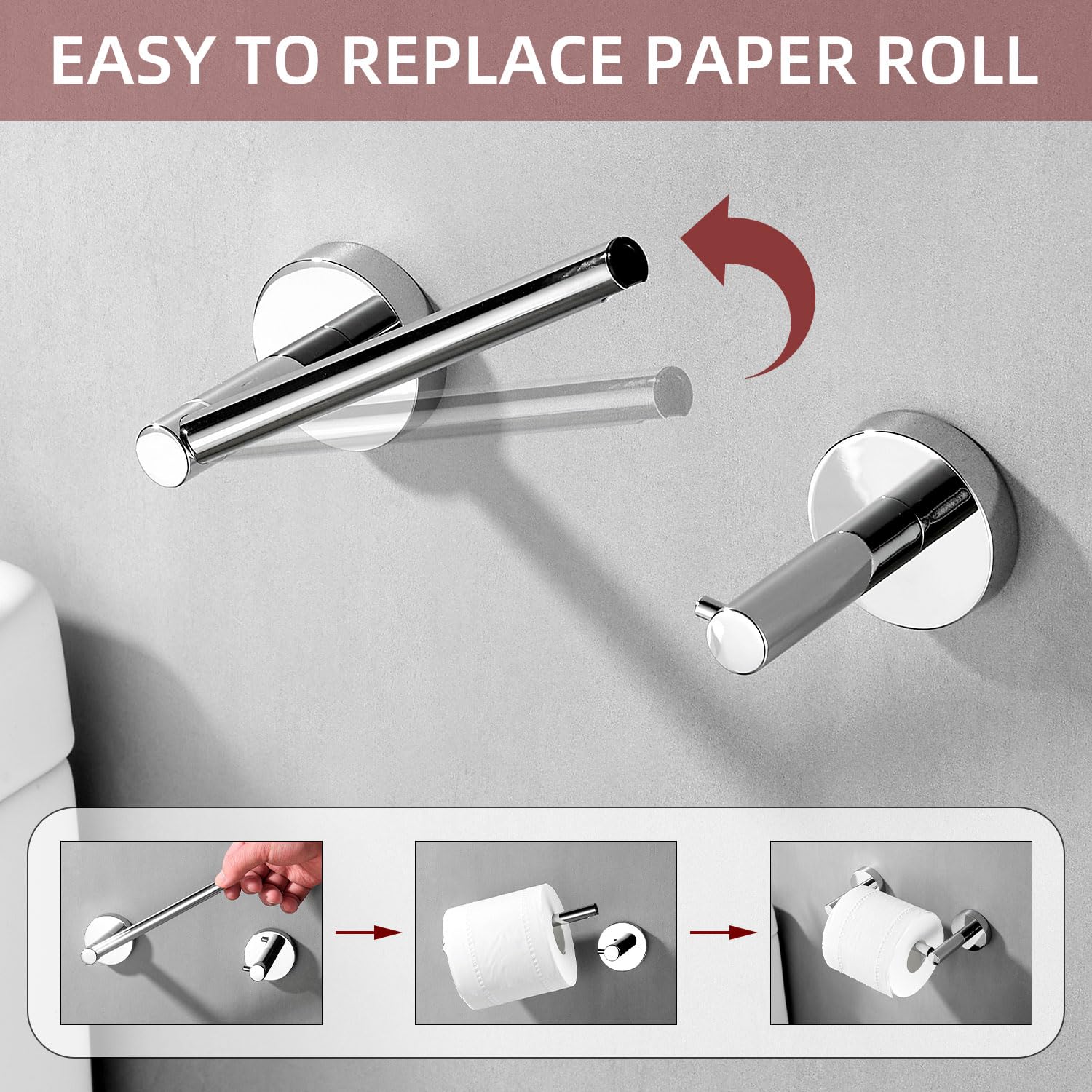 Fairgia Chrome Toilet Paper Holder Towel Ring,Bathroom Hardware Set,Hand Towel Holder Wall Mount Tissue Roll Holder With Double