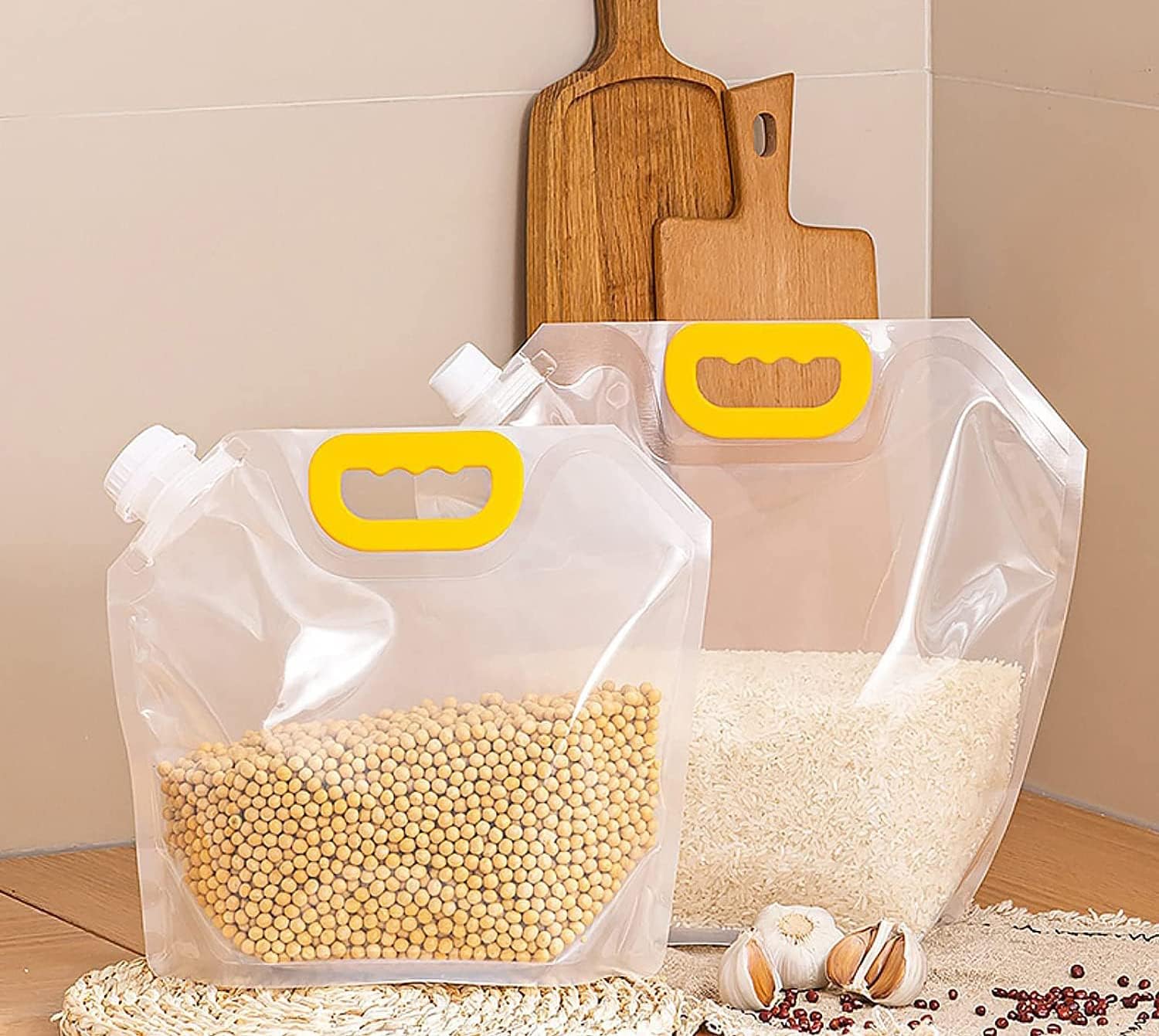 Zyphora Reusable Airtight Resealable Transparent 1.5 Ltr Storage Bag For Grains, Rice, Beans, Candy, Rectangular