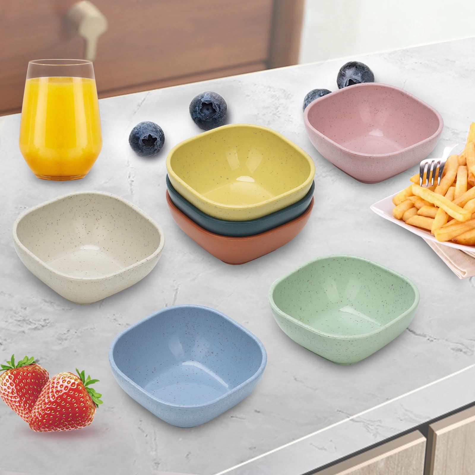 Ronanemon 4.8Oz Unbreakable Wheat Straw Dipping Bowls,Small Prep Bowls, Dip Bowls For Side Dish,Ketchup,Candy, Dessert, Nuts, Pa