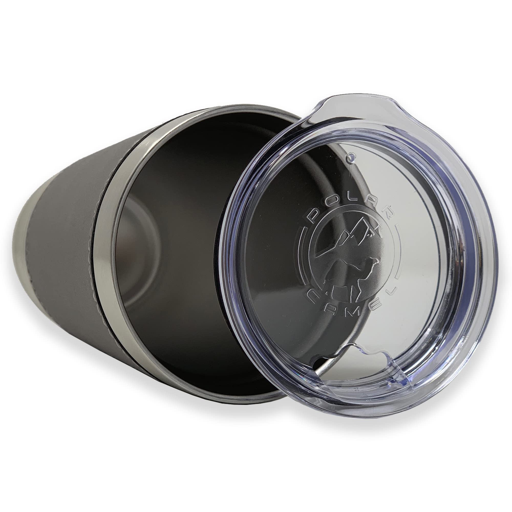 Lasergram 20Oz Vacuum Insulated Tumbler Mug, German Shepherd Dog, Personalized Engraving Included (Faux Leather, Gray)