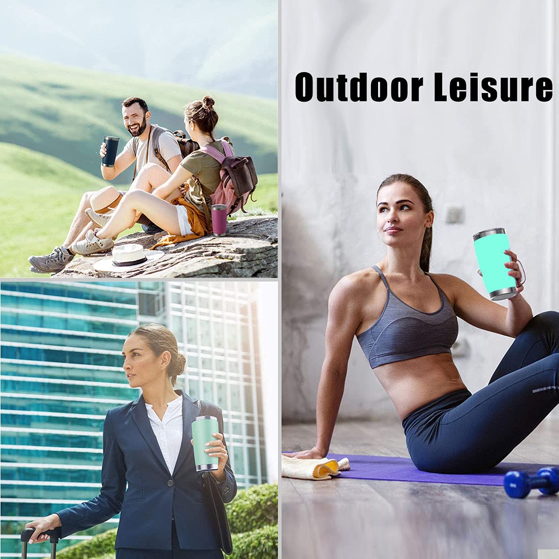 Athand 20Oz Stainless Steel Insulated Pattern Cup With Lid Coffee Mug - Sam & Dean Green Mint Vacuum Mug Double Wall Large Trave