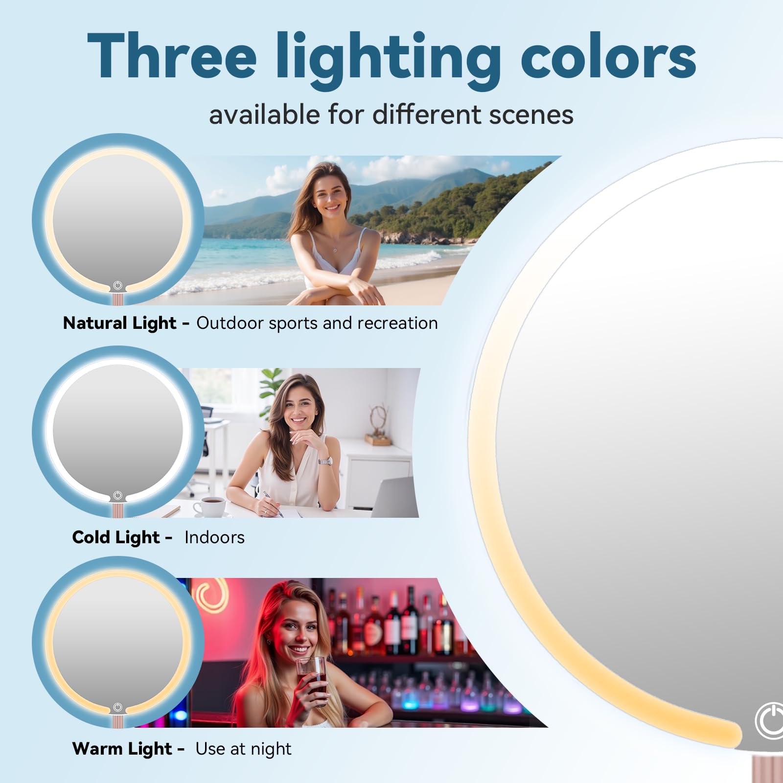 Sksfly Vanity Mirror With Lights With 4K Ultra-Clear Clarity, Long-Press Touch Brightness Control, 3-Speed Brightness, And Multi