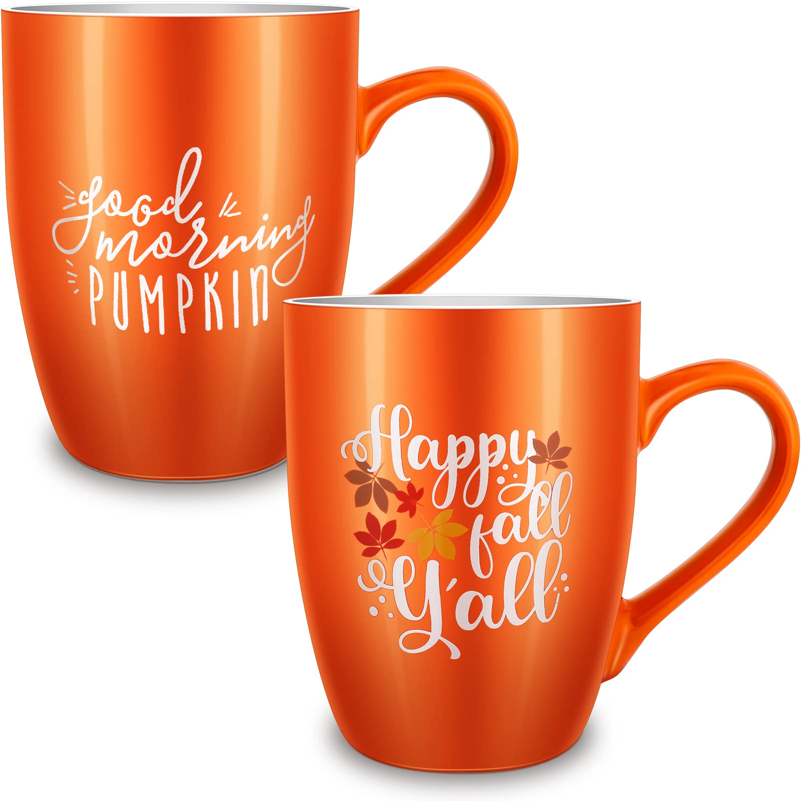 Funtery 2 Pcs Thanksgiving Coffee Mugs Fall Mugs Autumn Pumpkins Cups Happy Fall Yall Coffee Mug Good Morning Pumpkin Cup Camp 