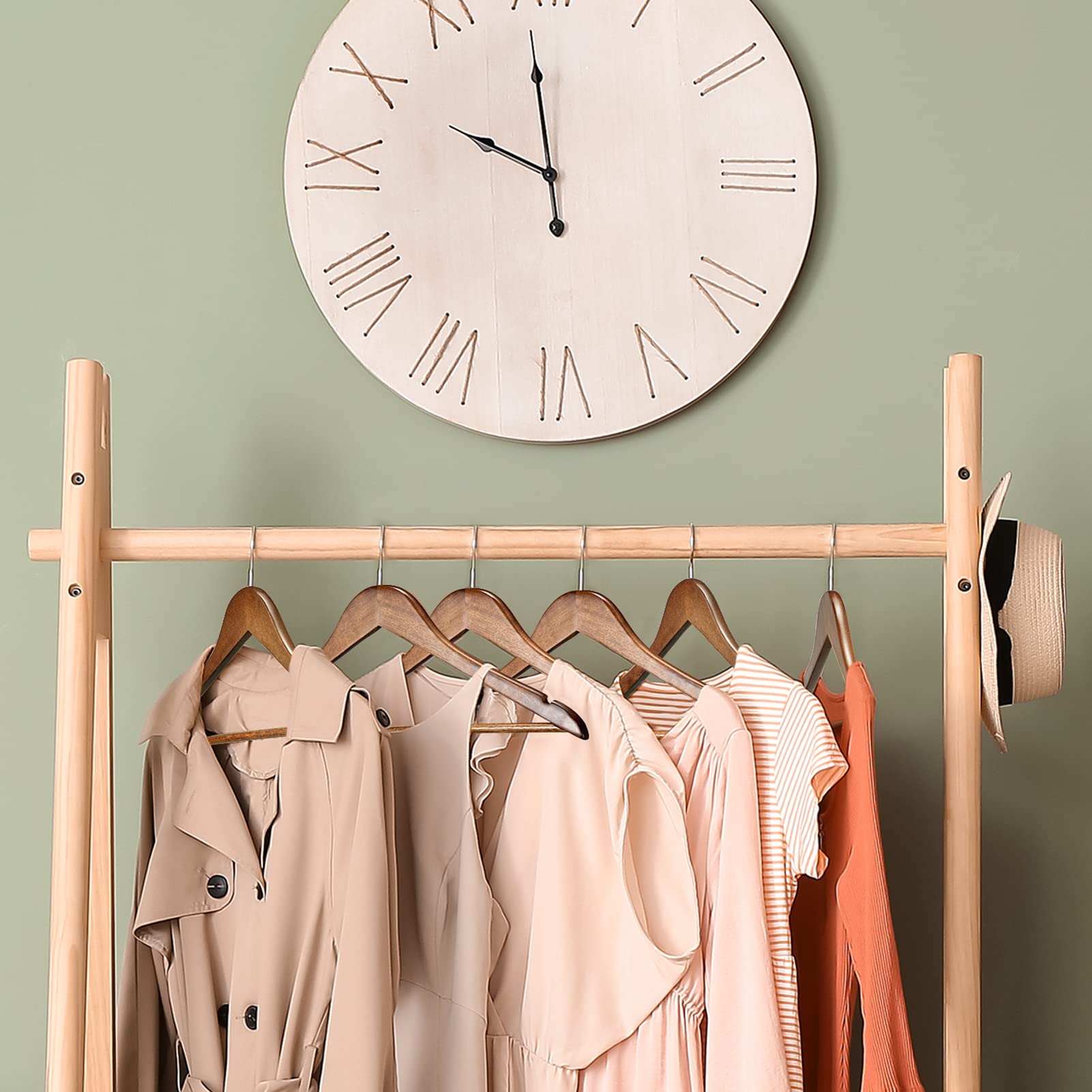 House Day Wooden Hangers 50 Pack, Heavy Duty Walnut Coat Hangers For Closet, Smooth Finish Wooden Coat Hangers Suit Hangers With