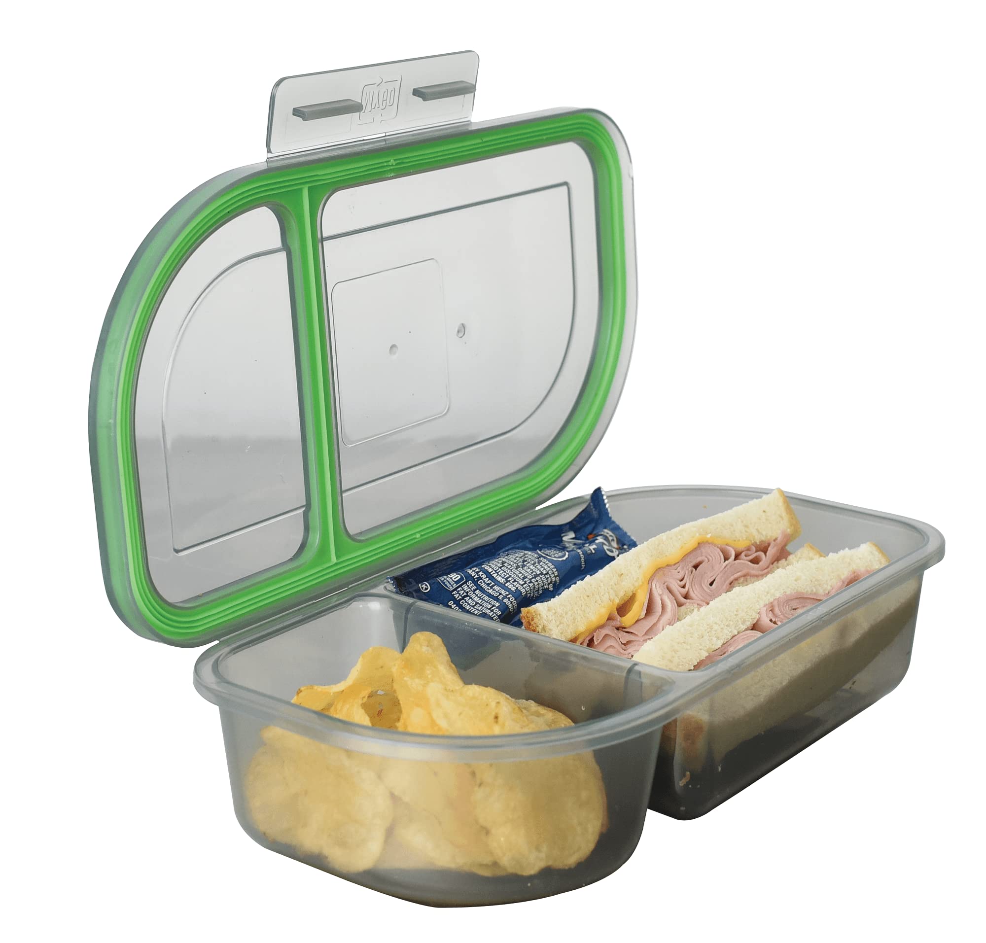 Mygo Container Half-Sized To-Go Divided Compartment Container, 9-1/2'' X 5'' X 2-1/2'', Reusable, Microwave Safe, Nsf Certified,